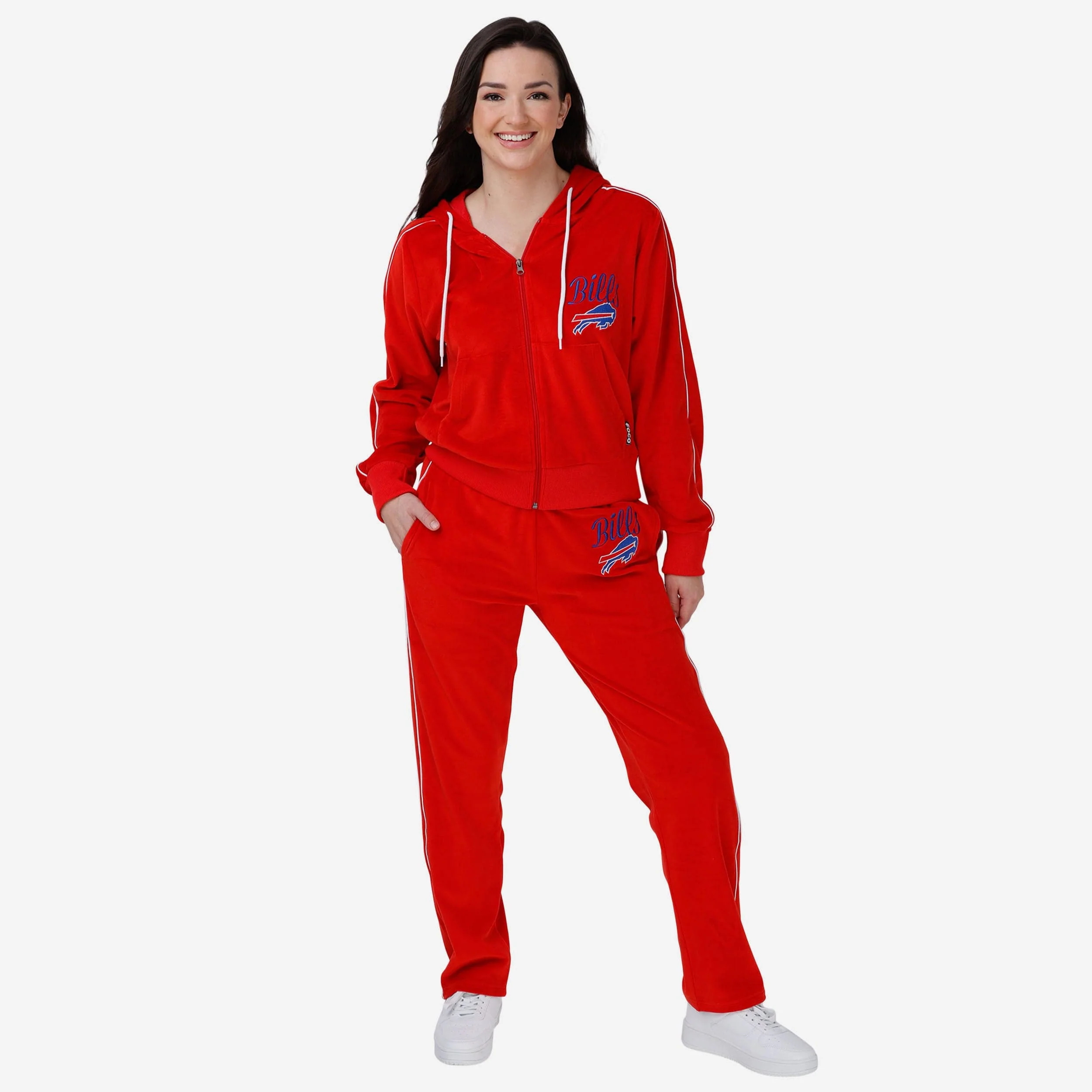 Buffalo Bills Womens Red Velour Pants - Image 5