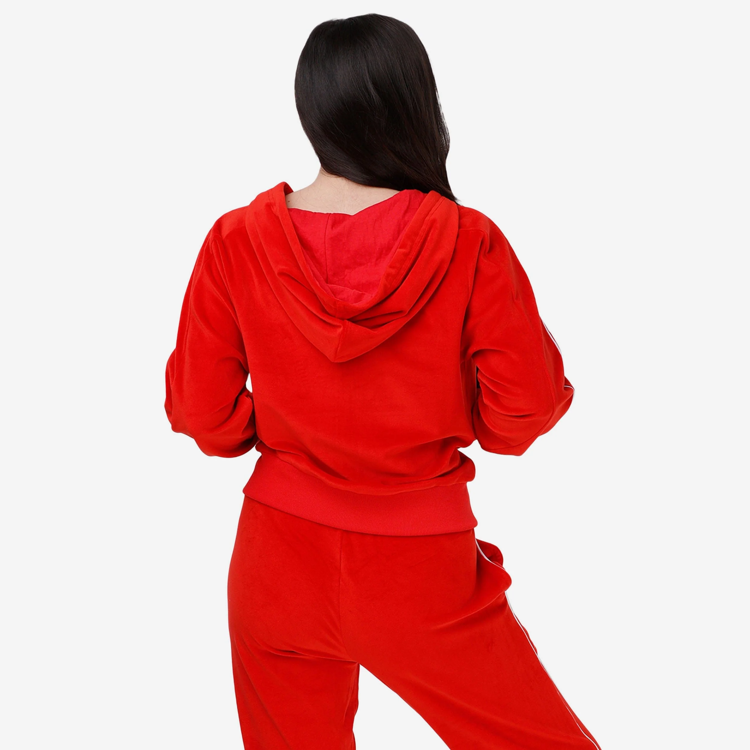Buffalo Bills Womens Red Velour Zip Up Top - Image 2