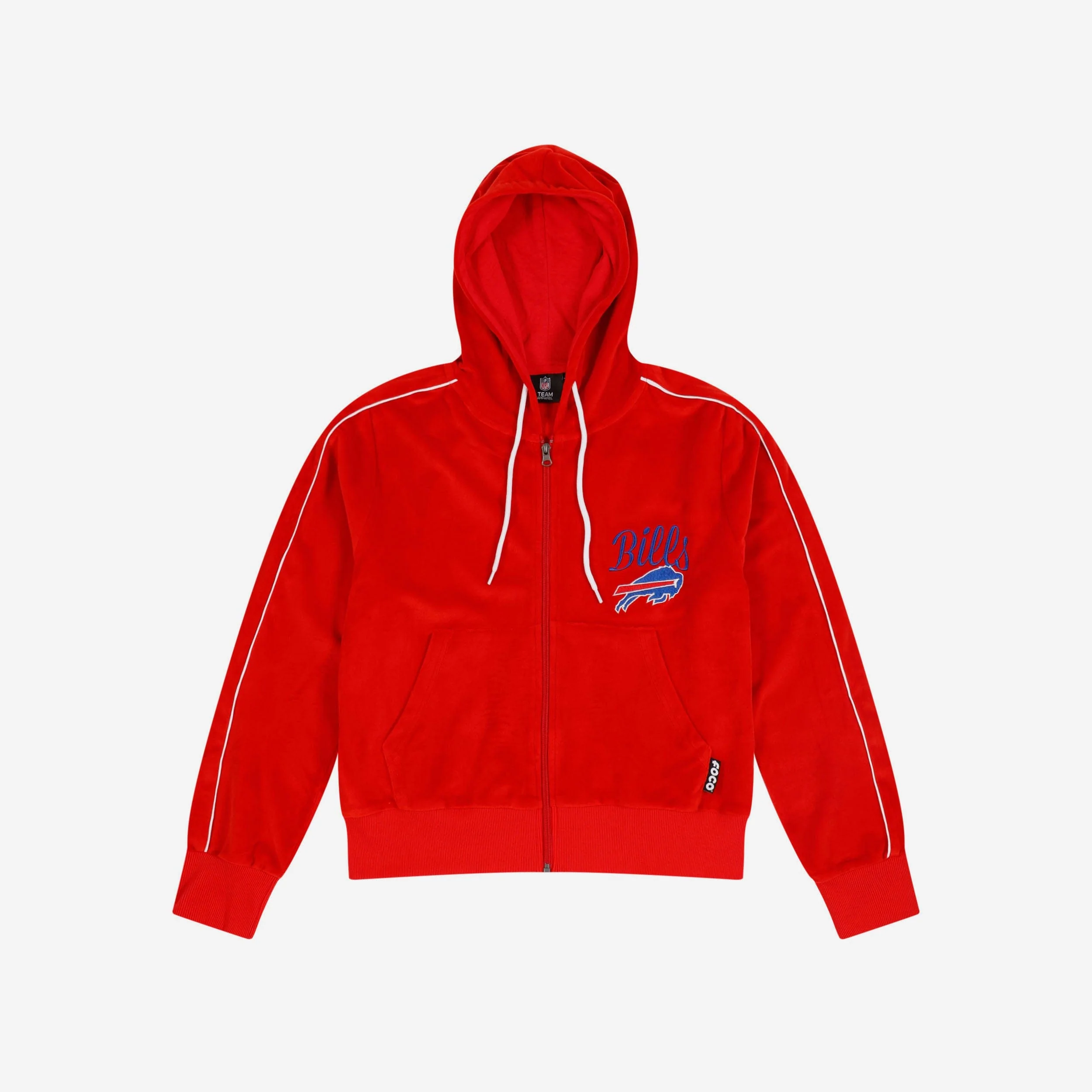 Buffalo Bills Womens Red Velour Zip Up Top - Image 4