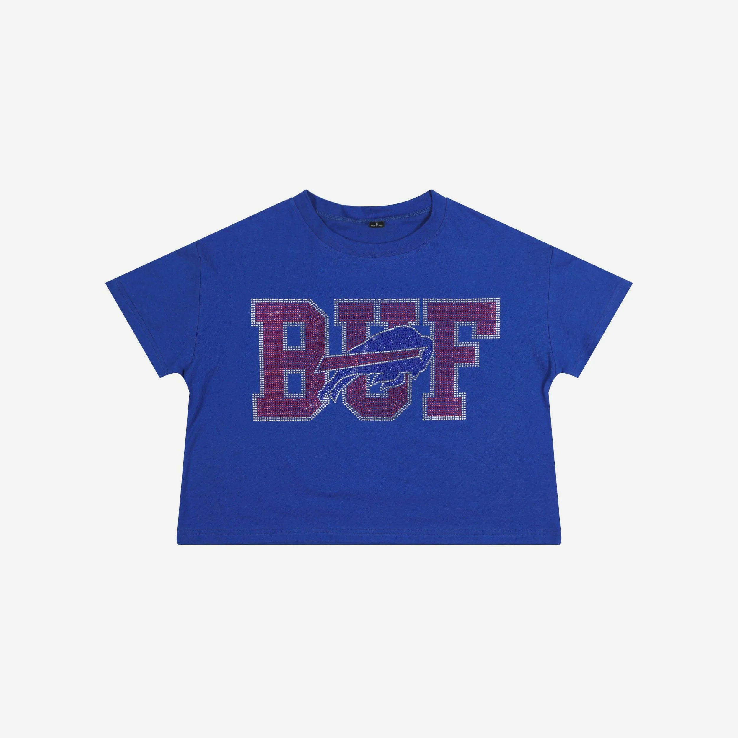 Buffalo Bills Womens Rhinestone Logo Crop Top - Image 4