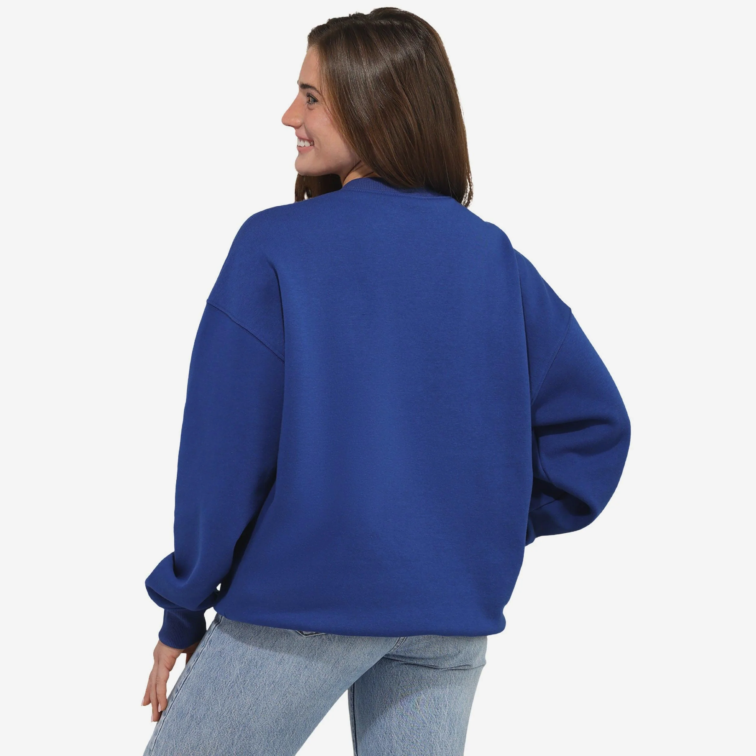 Buffalo Bills Womens Rhinestone Logo Oversized Holiday Crew Neck Sweatshirt - Image 2