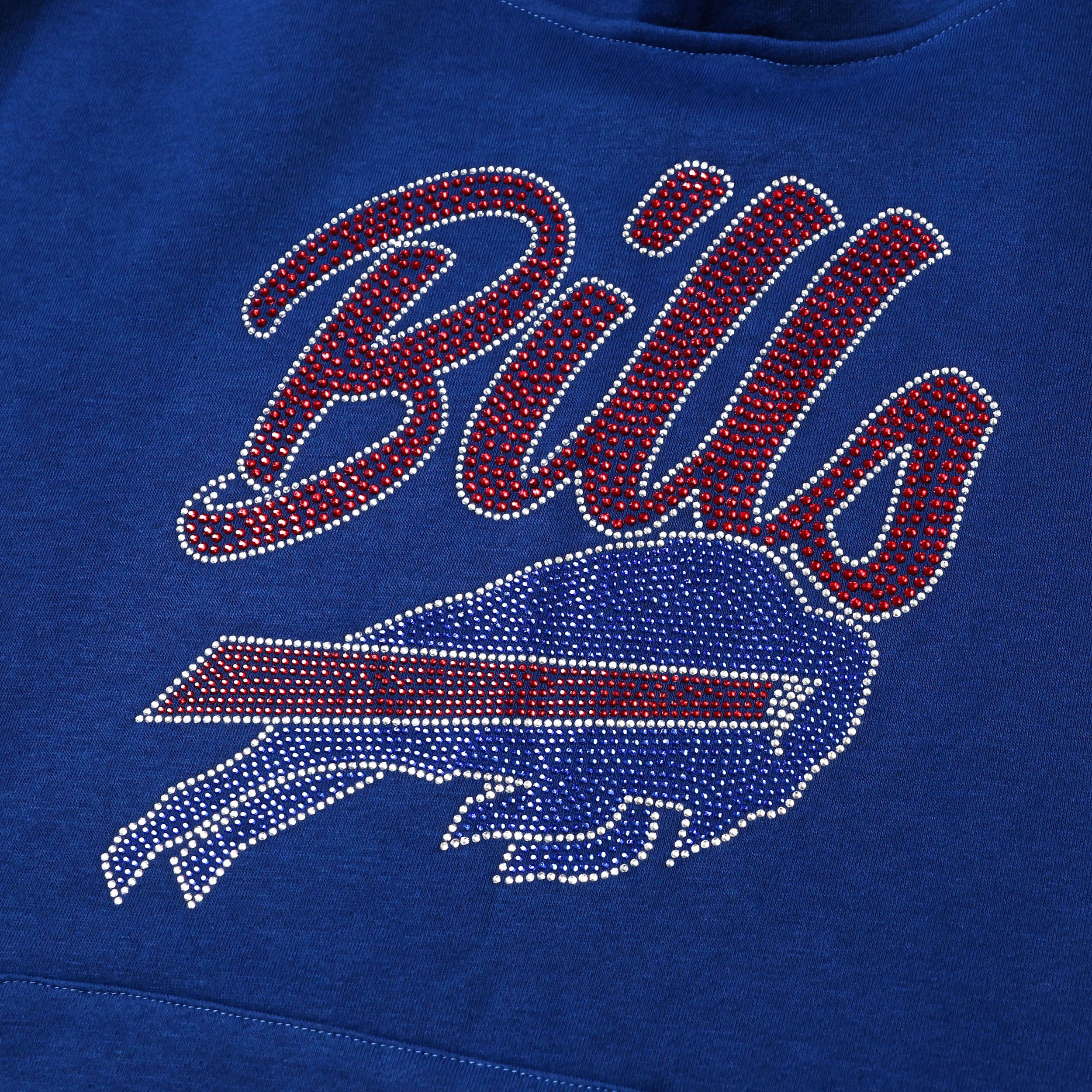 Buffalo Bills Womens Rhinestone Logo Oversized Hoodie - Image 2