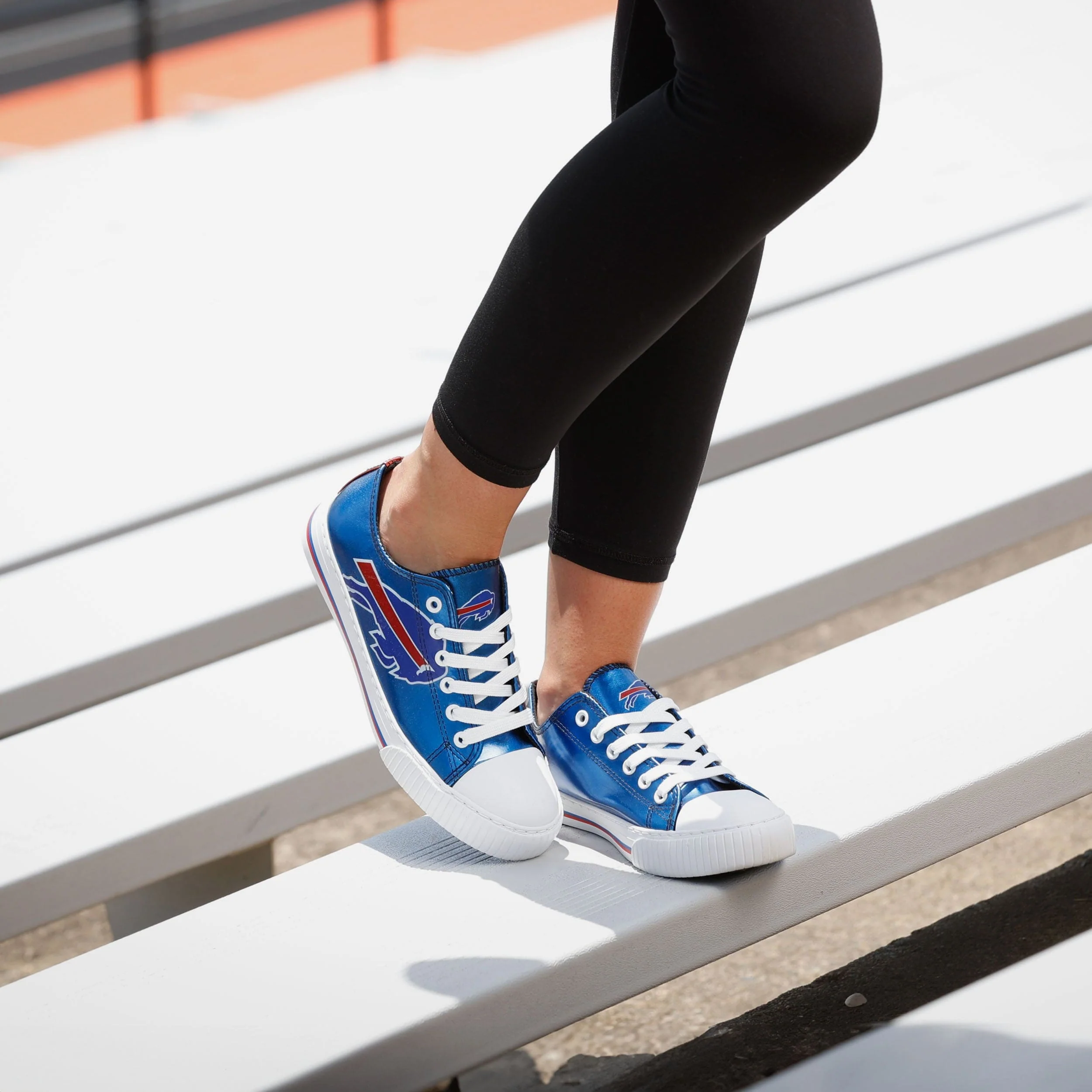 Buffalo Bills Womens Team Color Metallic Low Top Canvas Shoes - Image 3