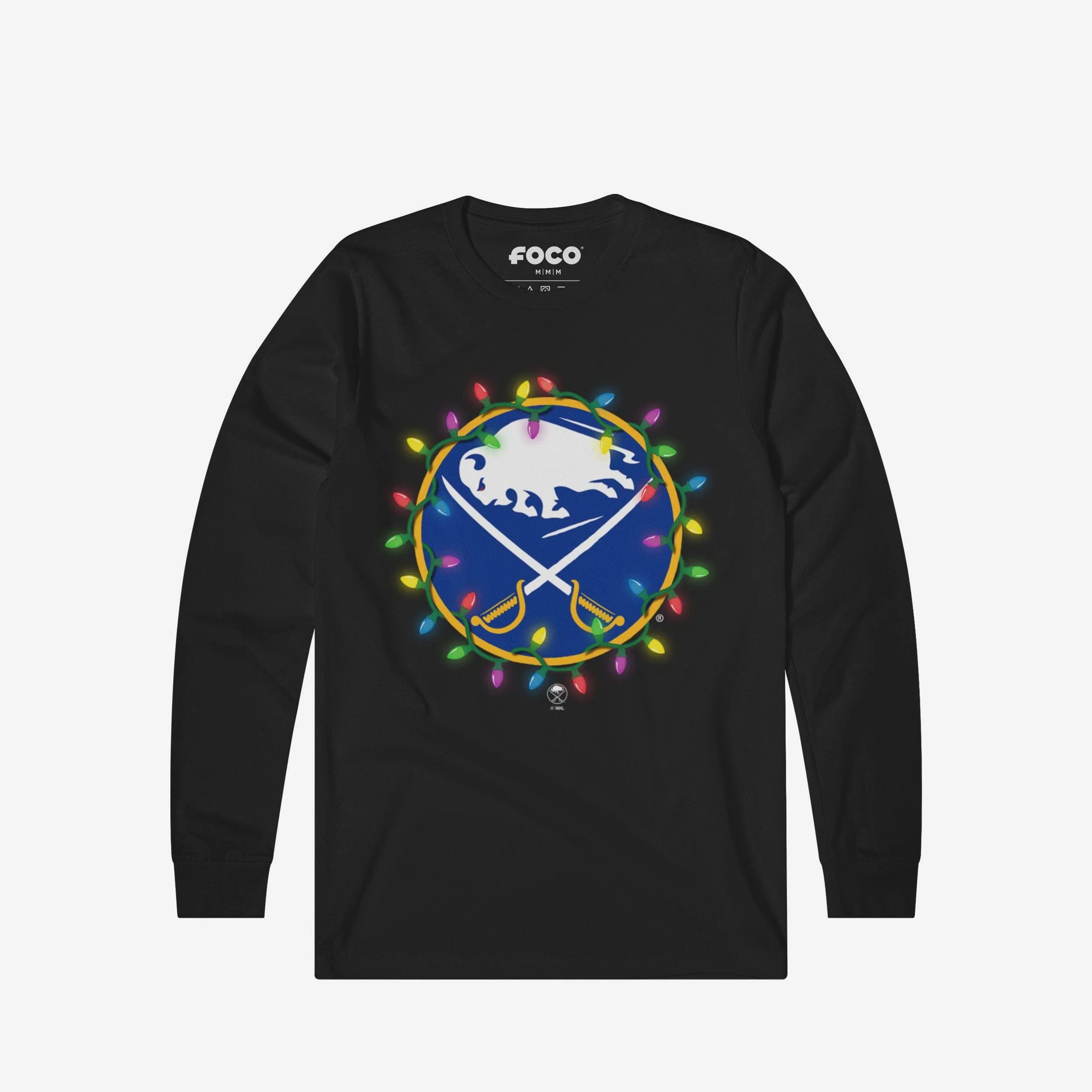 Buffalo Sabres Primary Logo Holiday Lights Long Sleeve T-Shirt