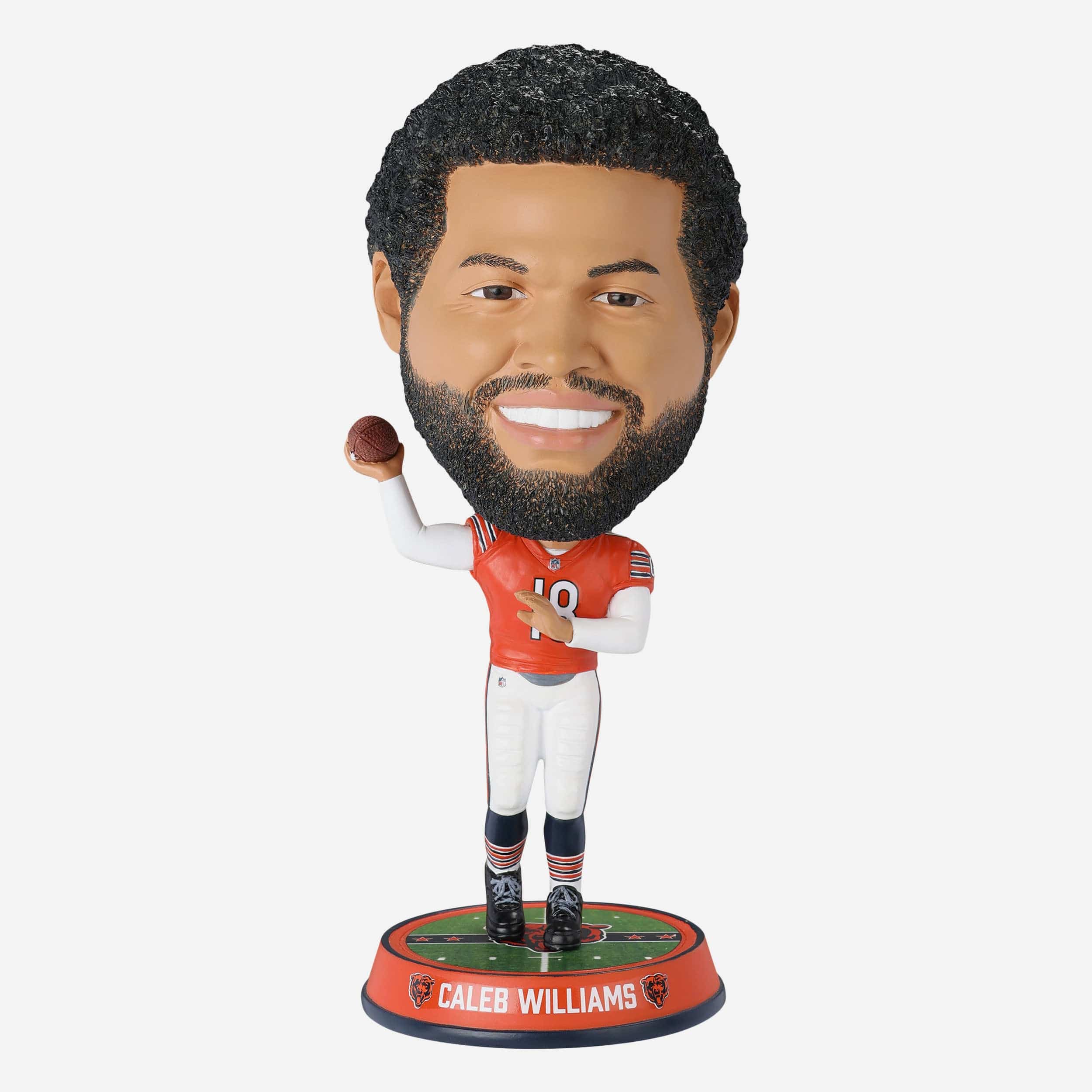 Caleb Williams Chicago Bears Orange Jersey Field Stripe Bighead Bobblehead