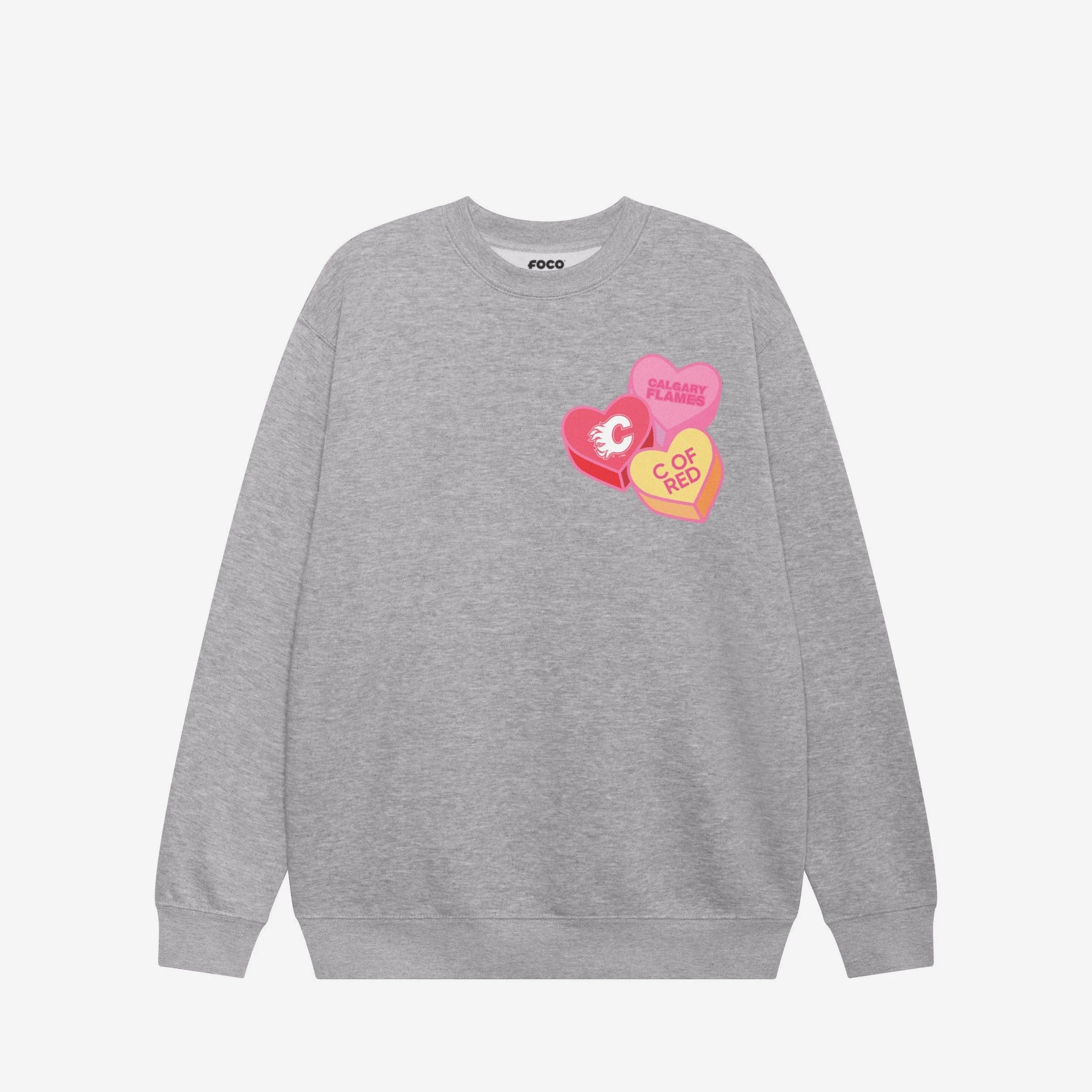 Calgary Flames Candy Heart Crew Neck Sweatshirt - Image 3