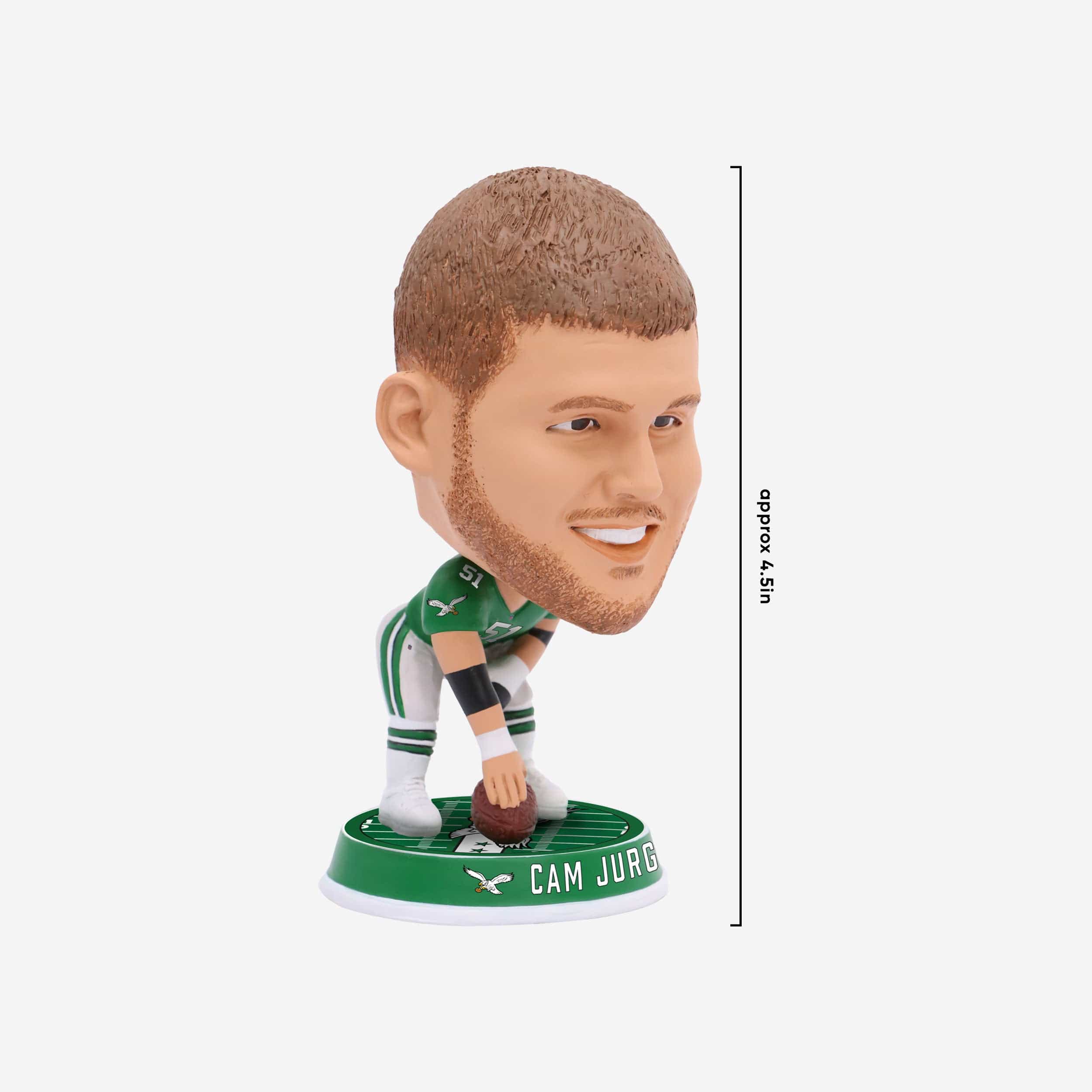 Cam Jurgens Philadelphia Eagles Kelly Green Uniform Field Stripe Mini Bighead Bobblehead - Image 4