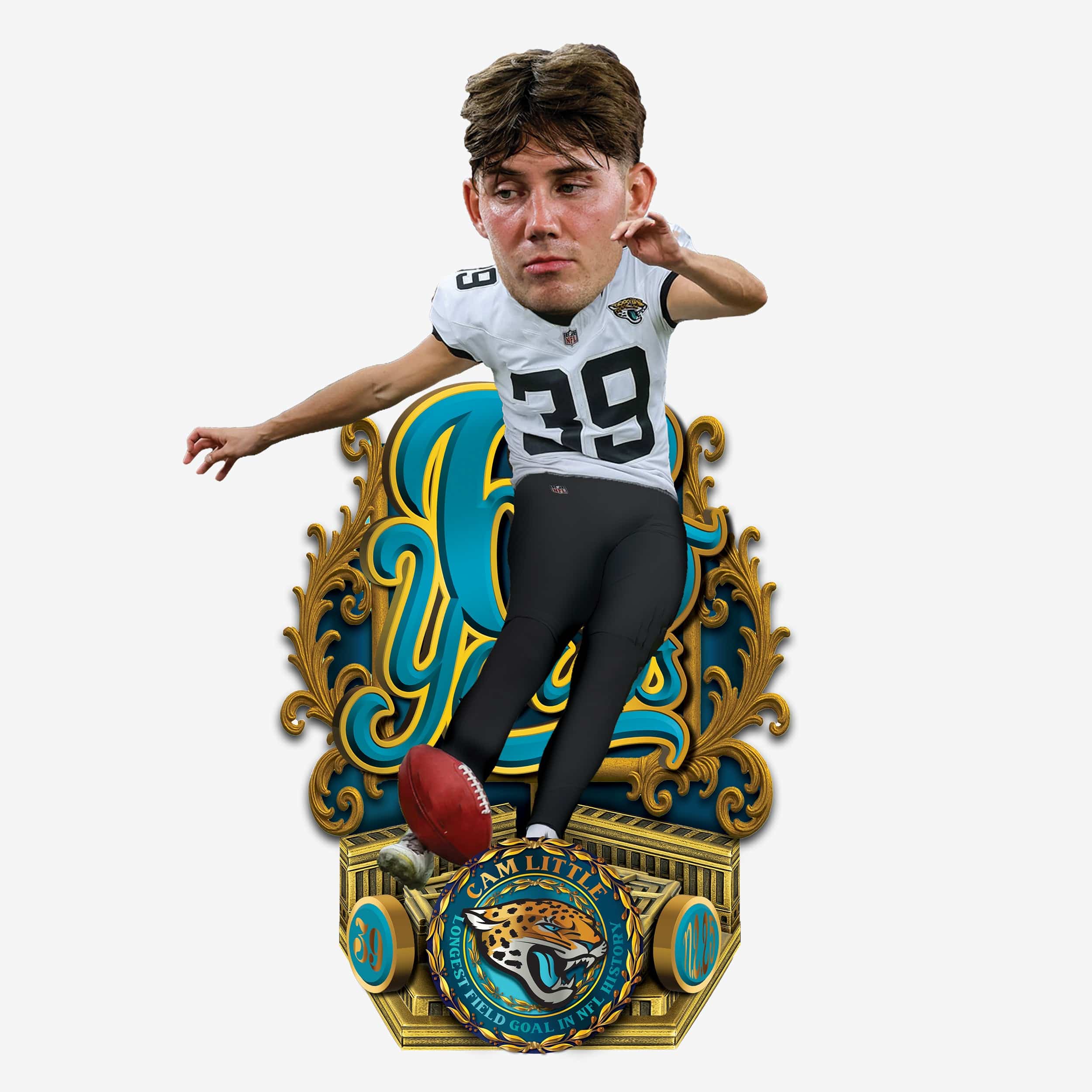 Cam Little Jacksonville Jaguars 68 Yard Longest Field Goal In NFL History Bobblehead