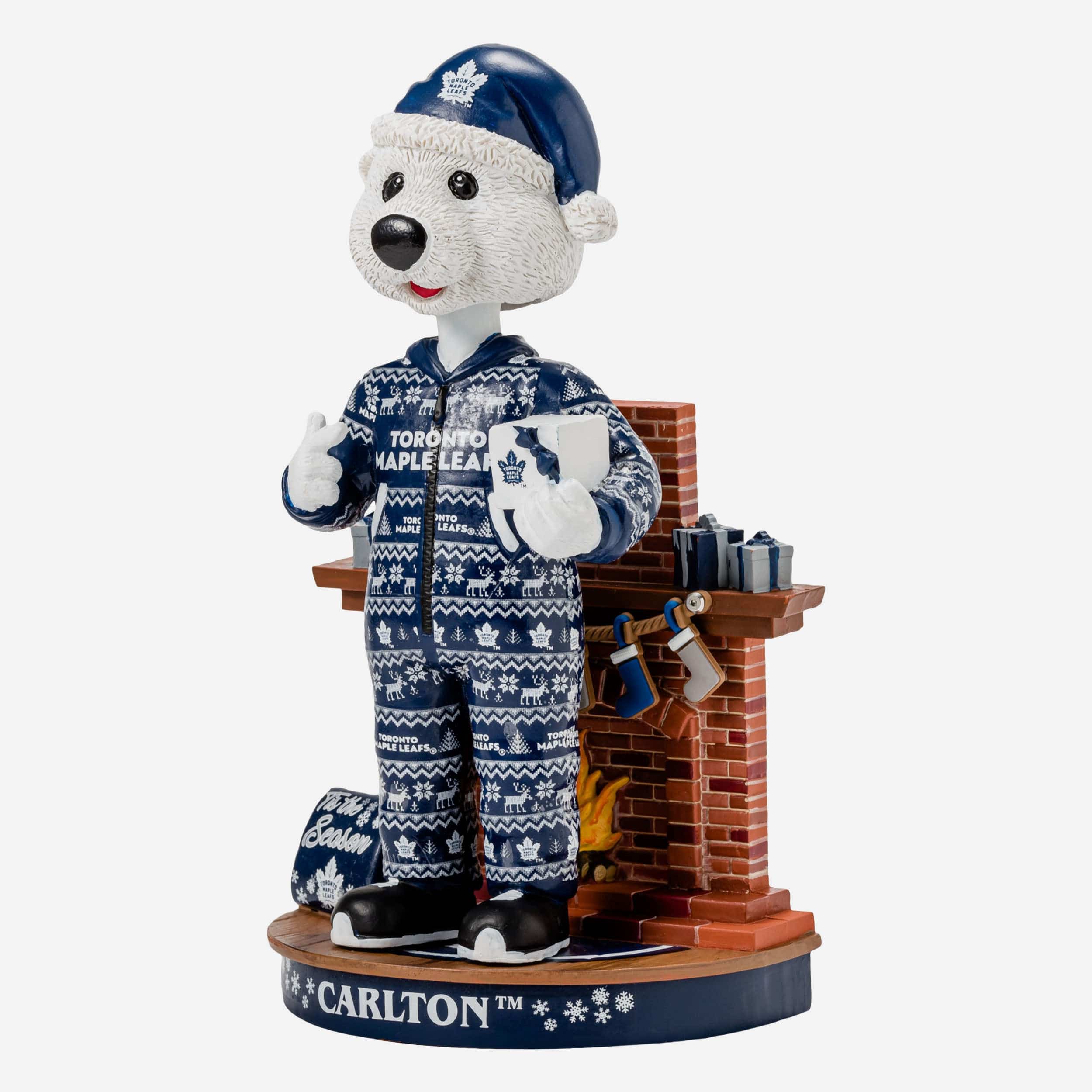 Carlton The Bear Toronto Maple Leafs Holiday Mascot Bobblehead - Image 4