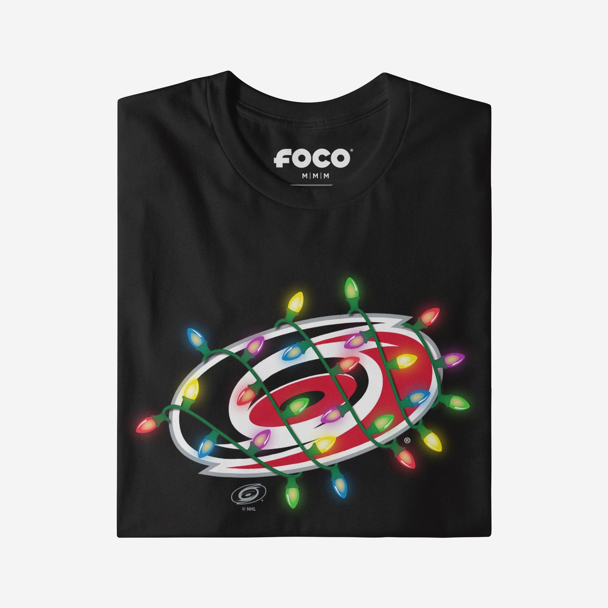 Carolina Hurricanes Primary Logo Holiday Lights T-Shirt - Image 3