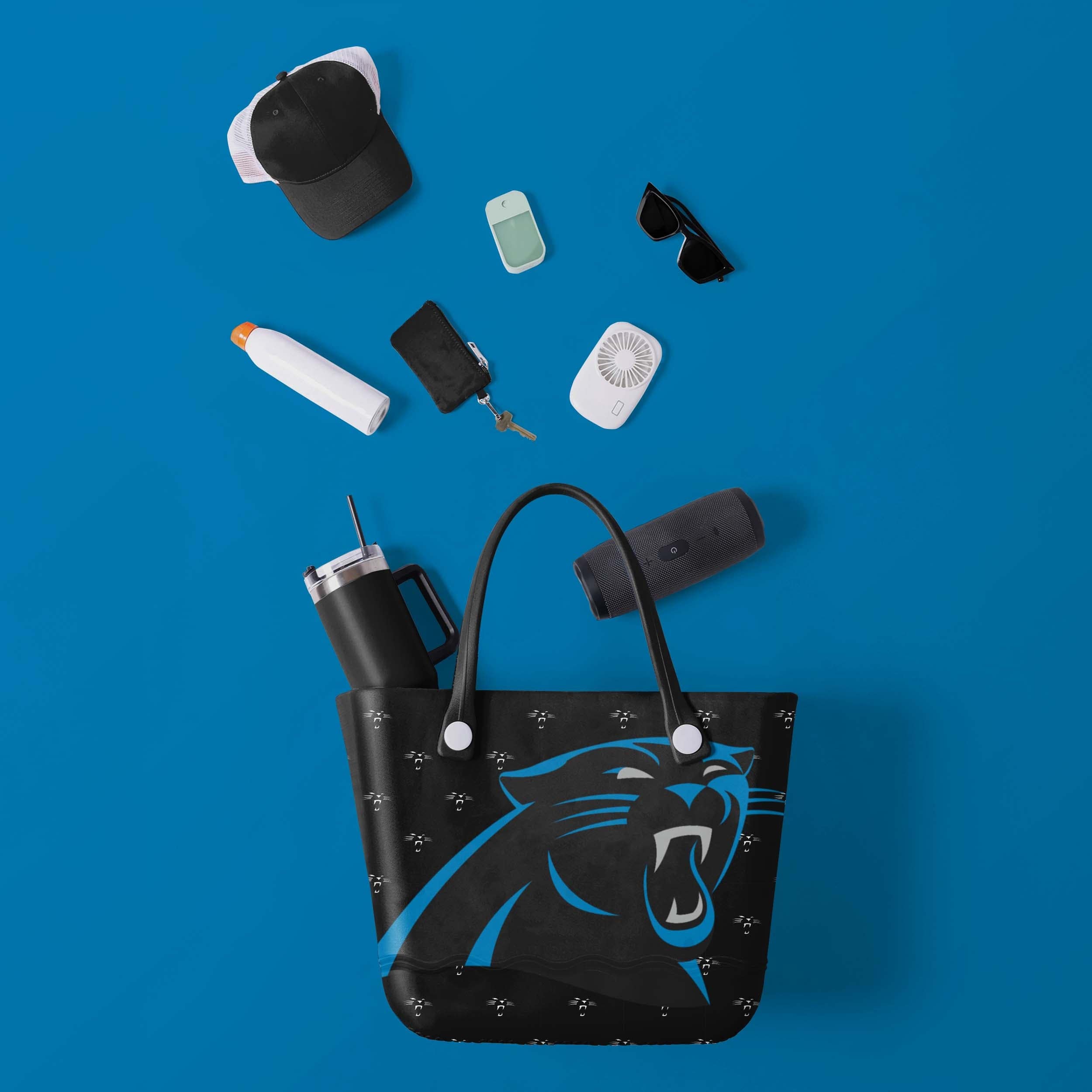 Carolina Panthers Big Logo Mini Print Tailgate Tote Bag - Image 2