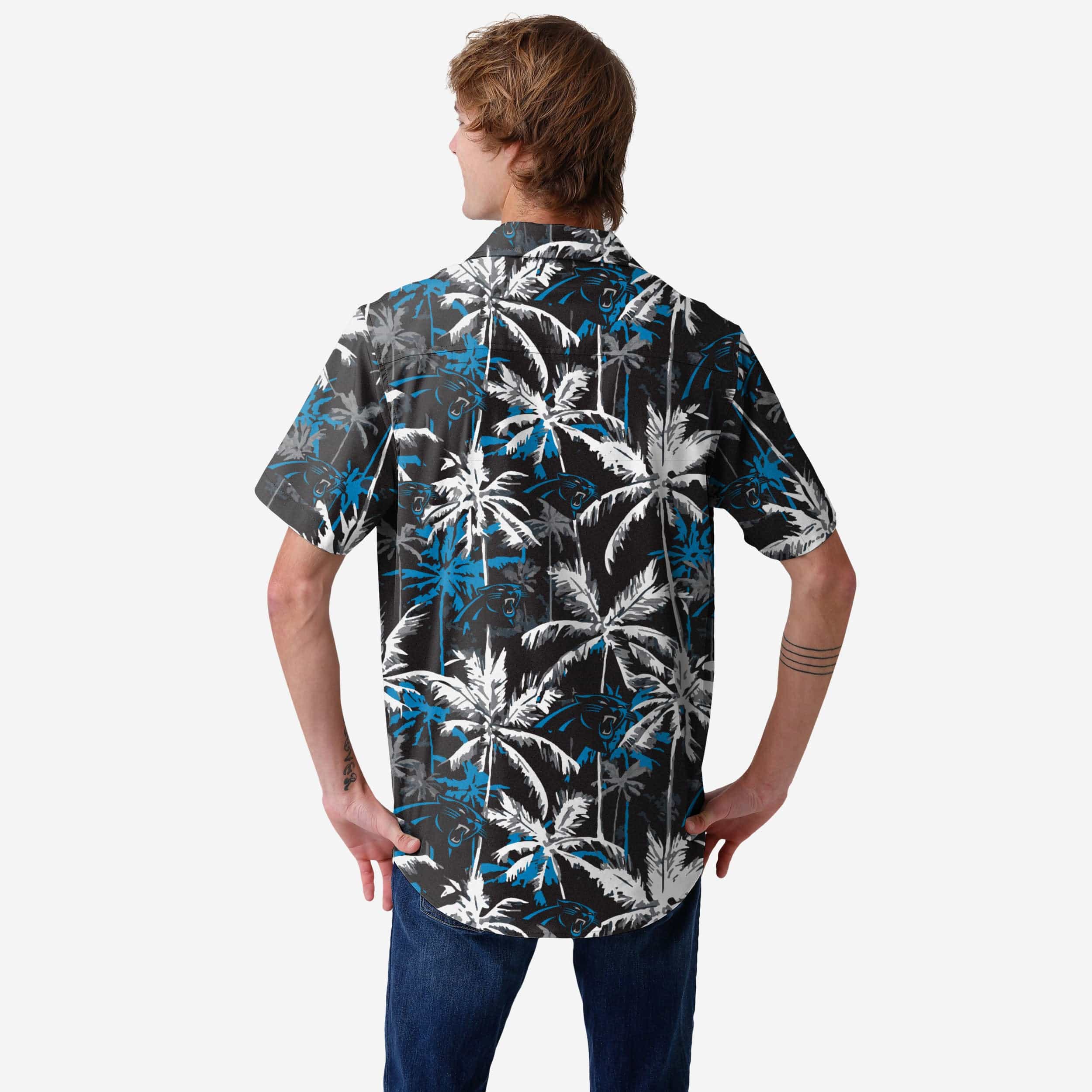 Carolina Panthers Black Floral Button Up Shirt - Image 2