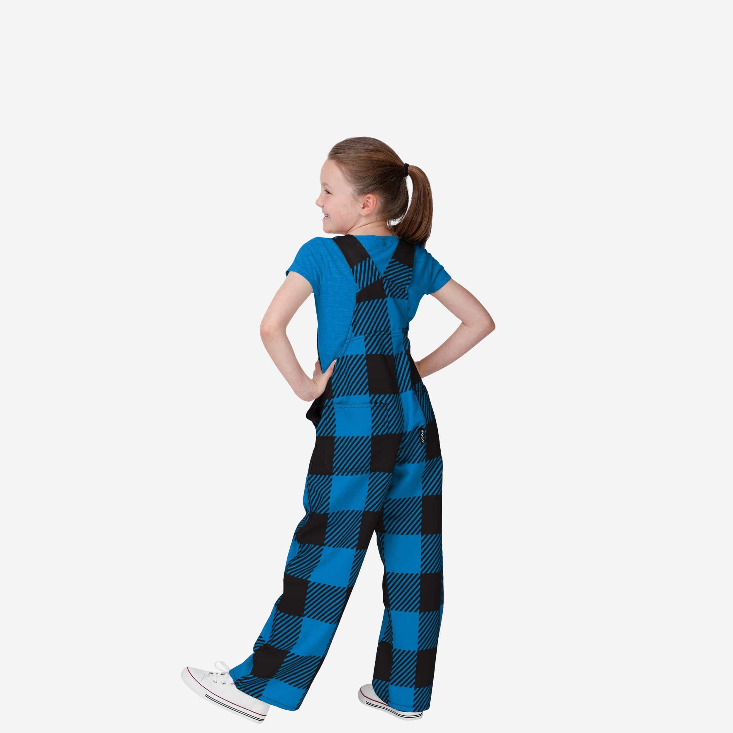 Carolina Panthers Buffalo Youth Plaid Bib Overalls - Image 2