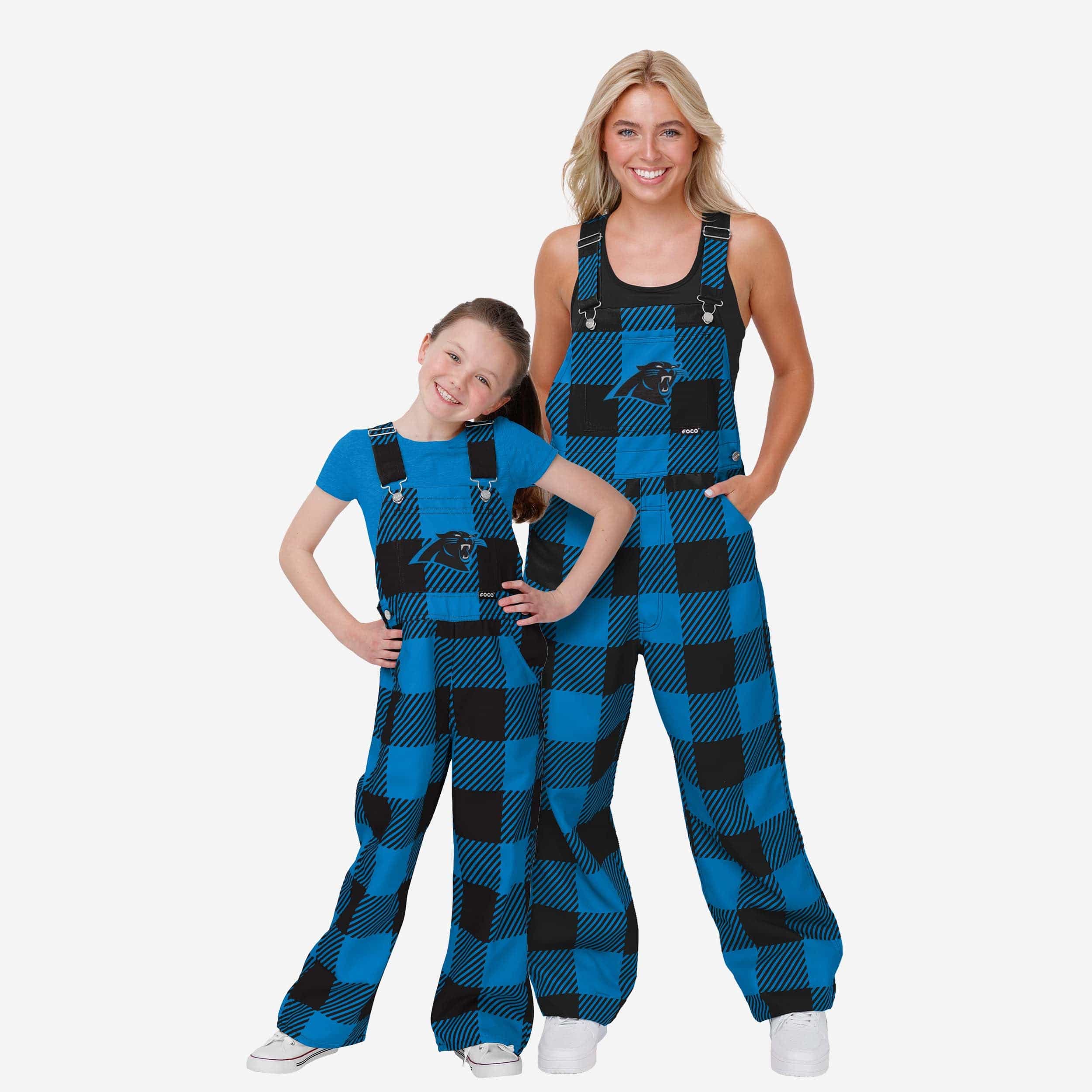 Carolina Panthers Buffalo Youth Plaid Bib Overalls - Image 3