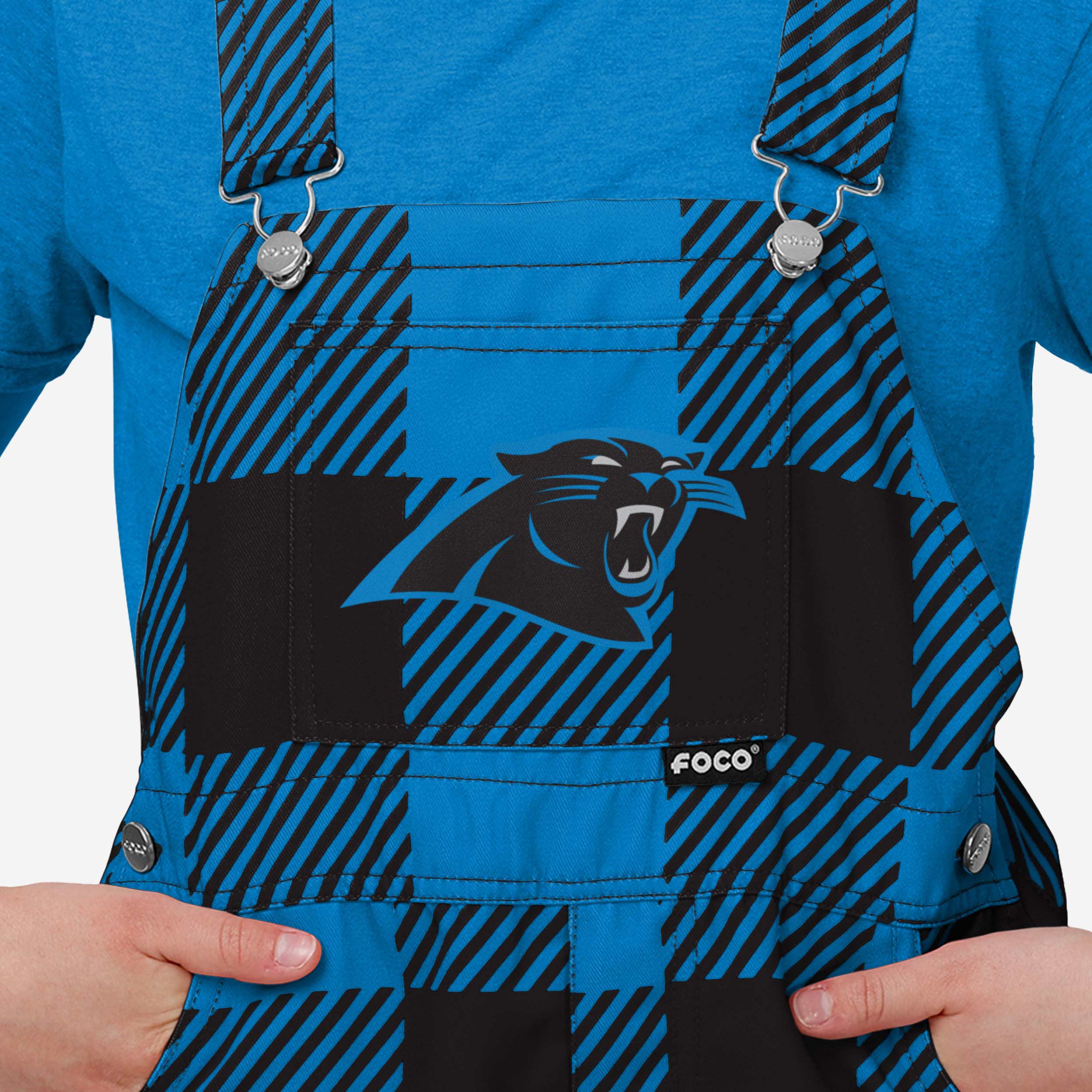 Carolina Panthers Buffalo Youth Plaid Bib Overalls - Image 4