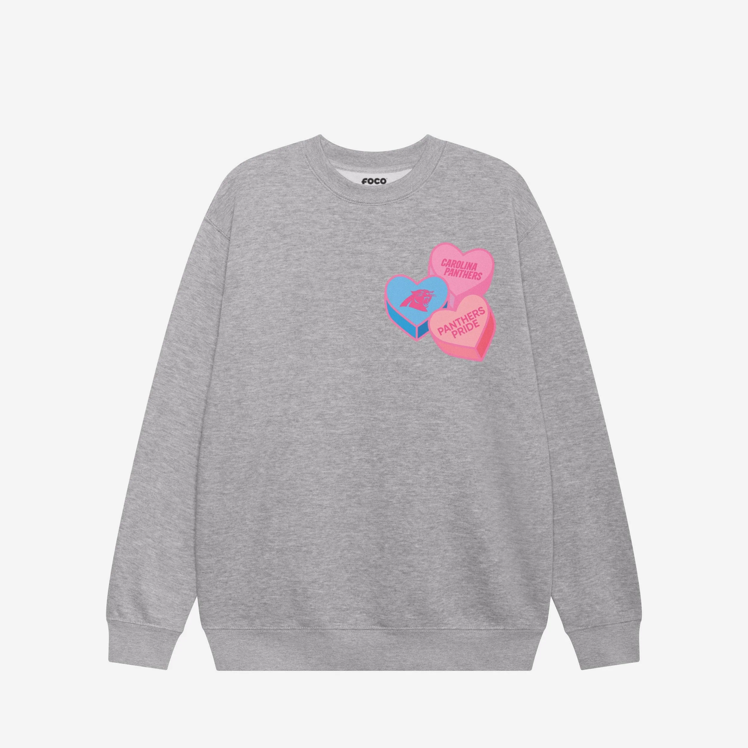 Carolina Panthers Candy Heart Crew Neck Sweatshirt - Image 3