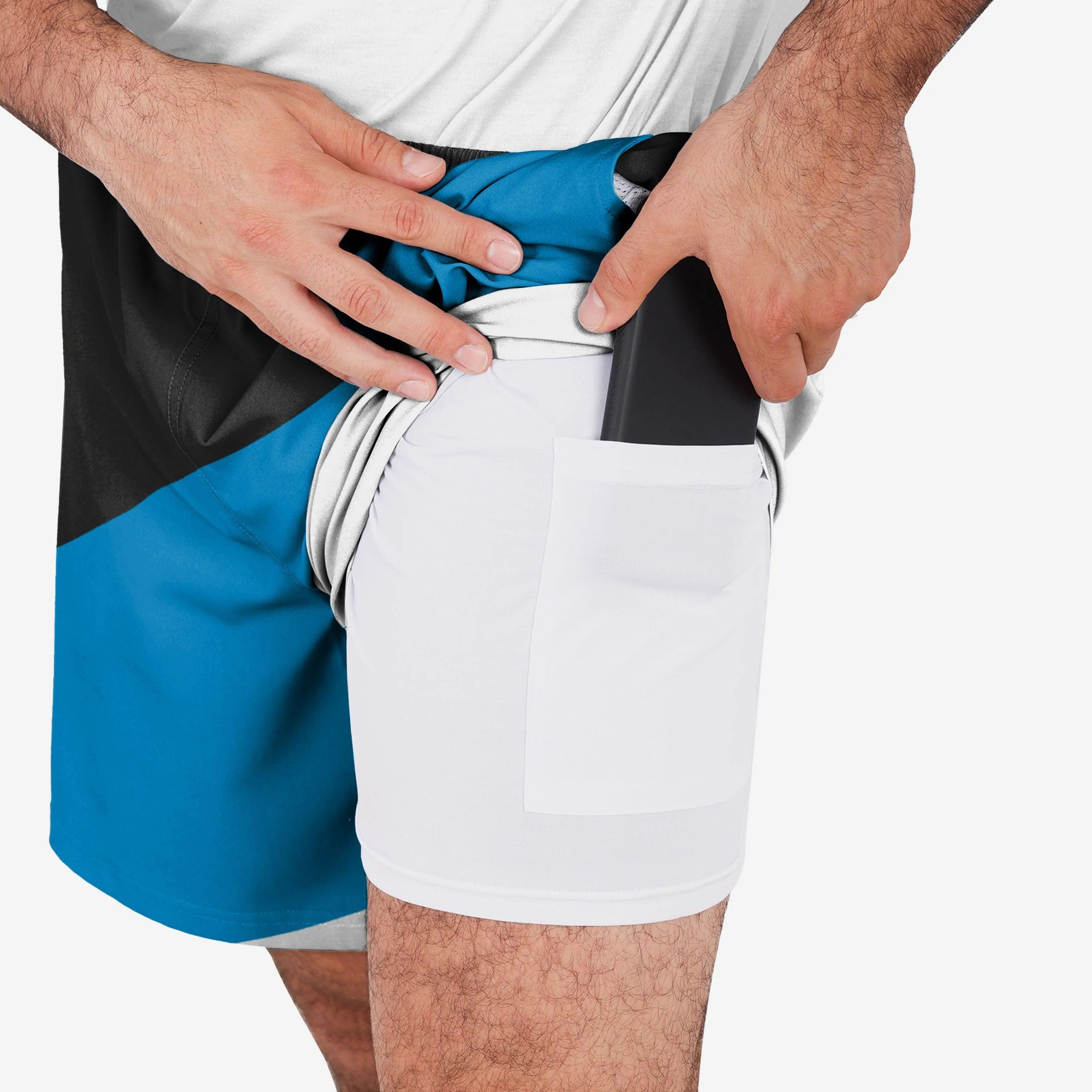 Carolina Panthers Colorblock Double Down Liner Training Shorts - Image 5