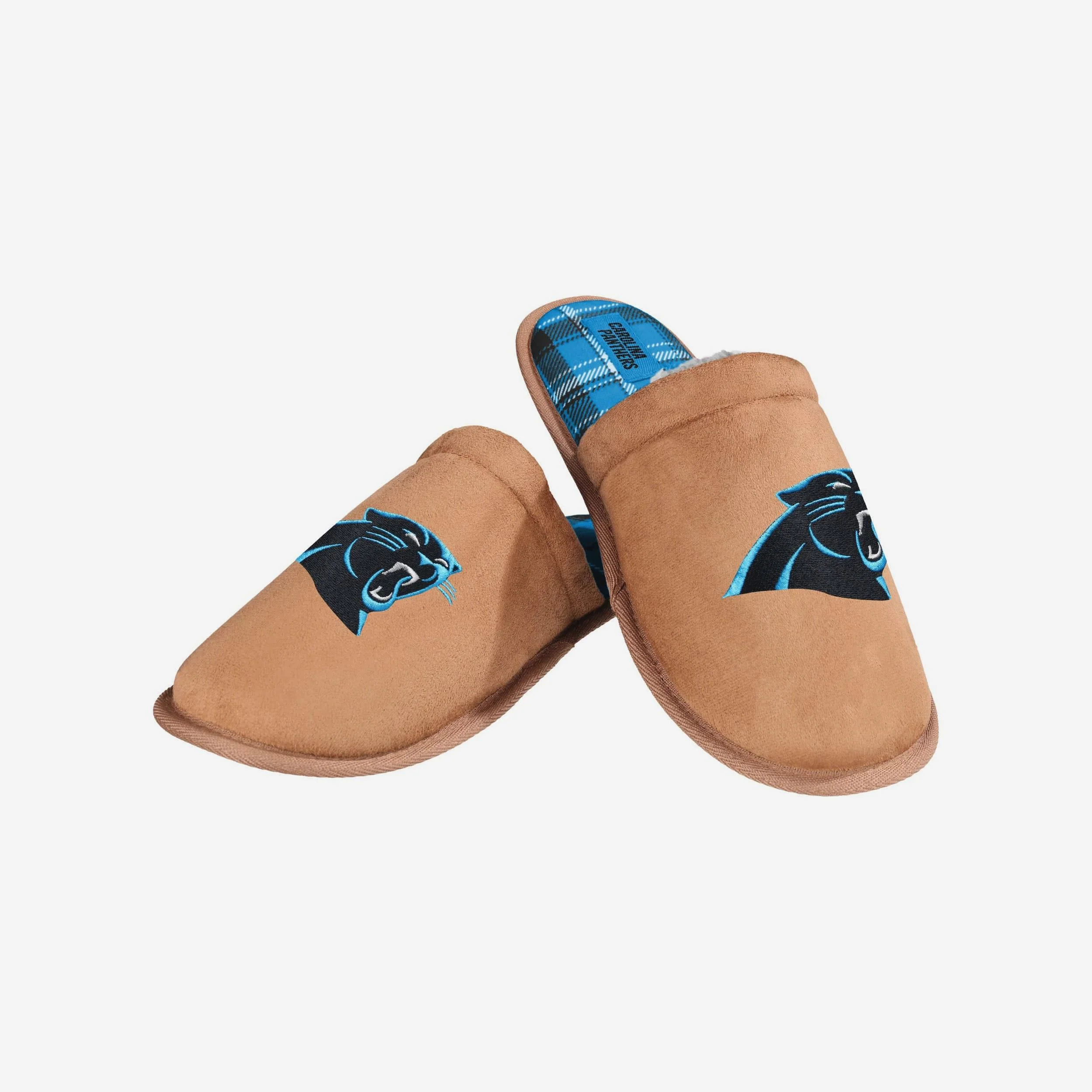 Carolina Panthers Flannel Lined Brown Suede Scuff Slipper - Image 3