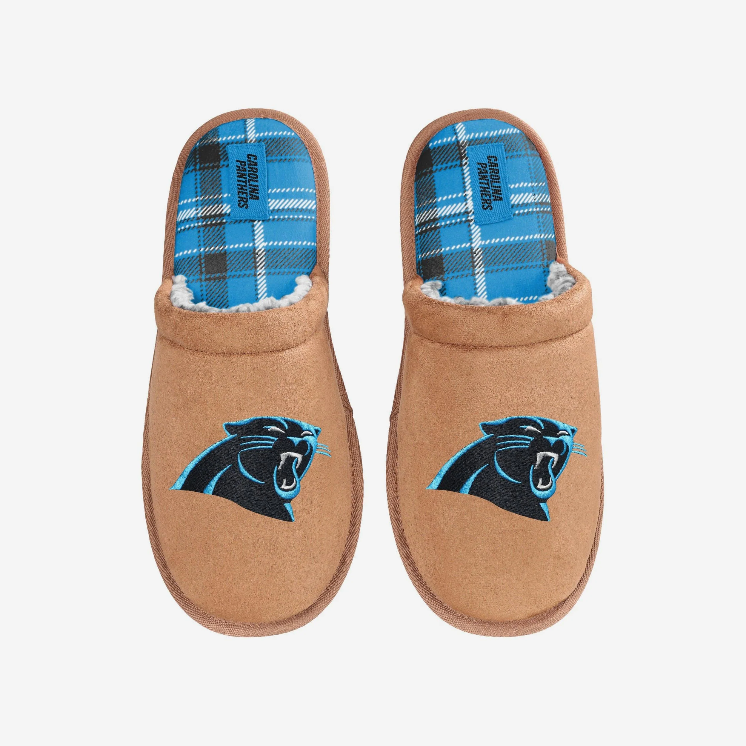Carolina Panthers Flannel Lined Brown Suede Scuff Slipper - Image 4