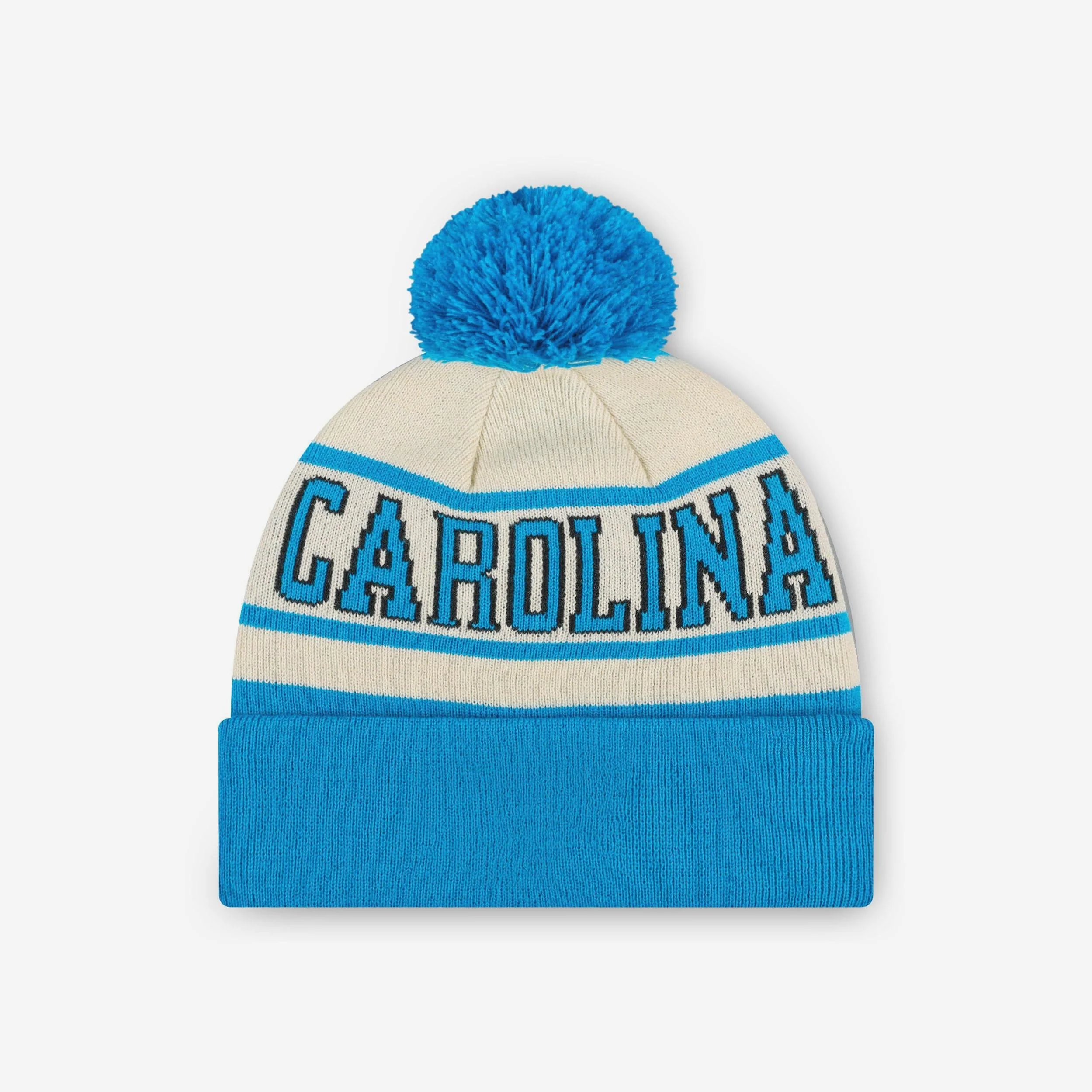 Carolina Panthers Heritage Stripe Primary Logo Pom Beanie - Image 2