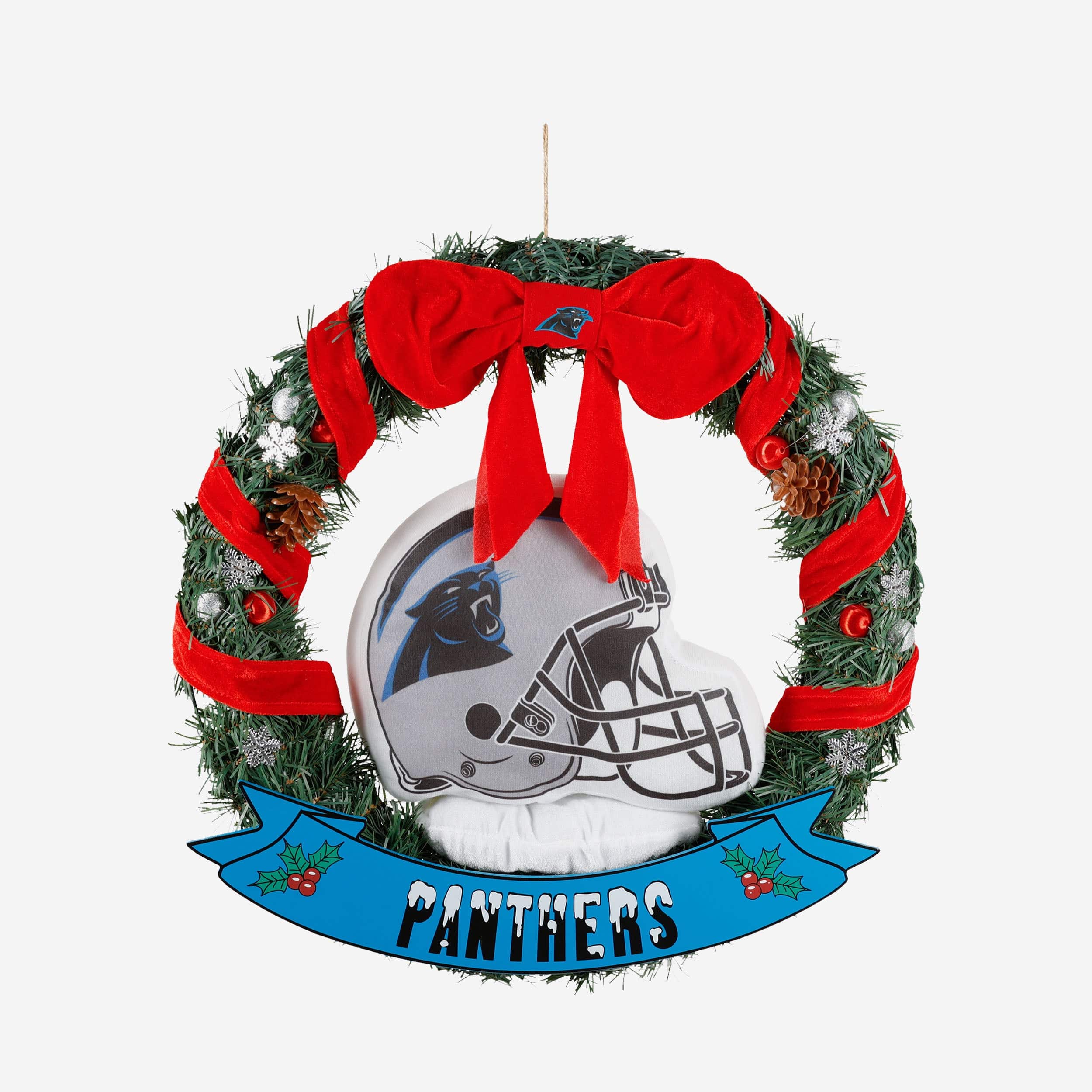 Carolina Panthers Holiday Helmet Door Wreath