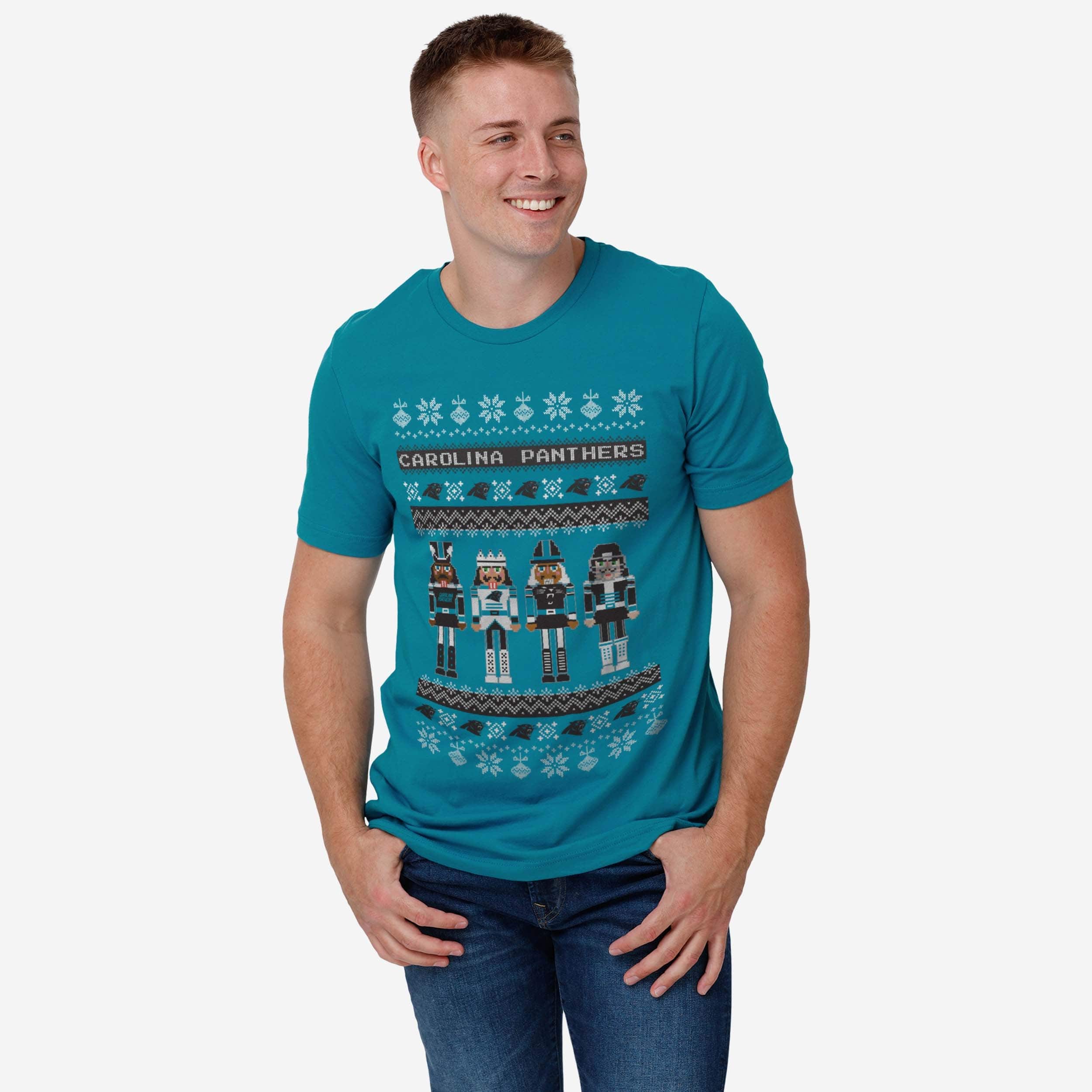 Carolina Panthers Holiday Nutcracker Sweater T-Shirt - Image 2