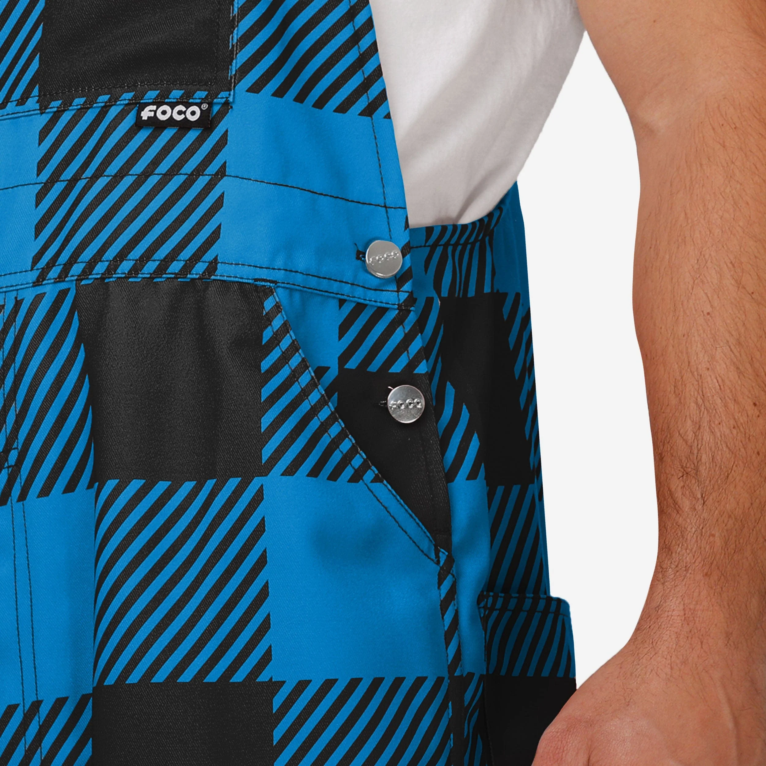 Carolina Panthers Mens Plaid Bib Overalls - Image 5