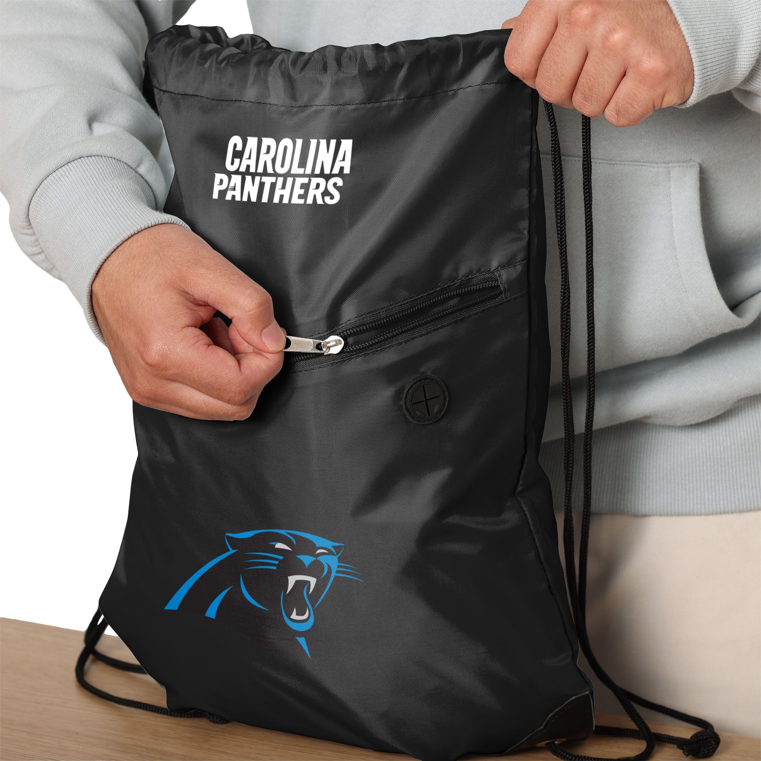 Carolina Panthers Pocket Drawstring Backpack - Image 4