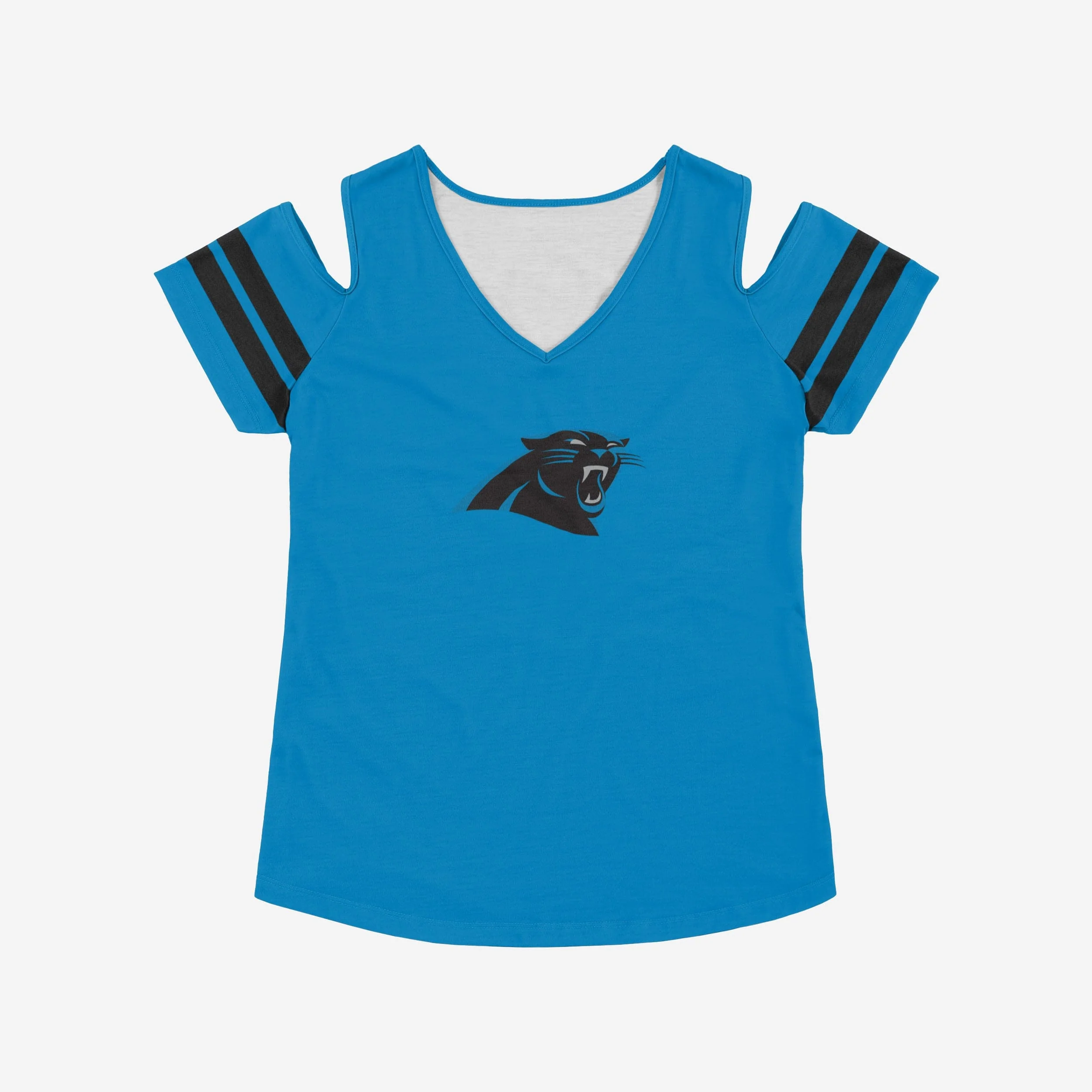 Carolina Panthers Womens Cold Shoulder T-Shirt - Image 4