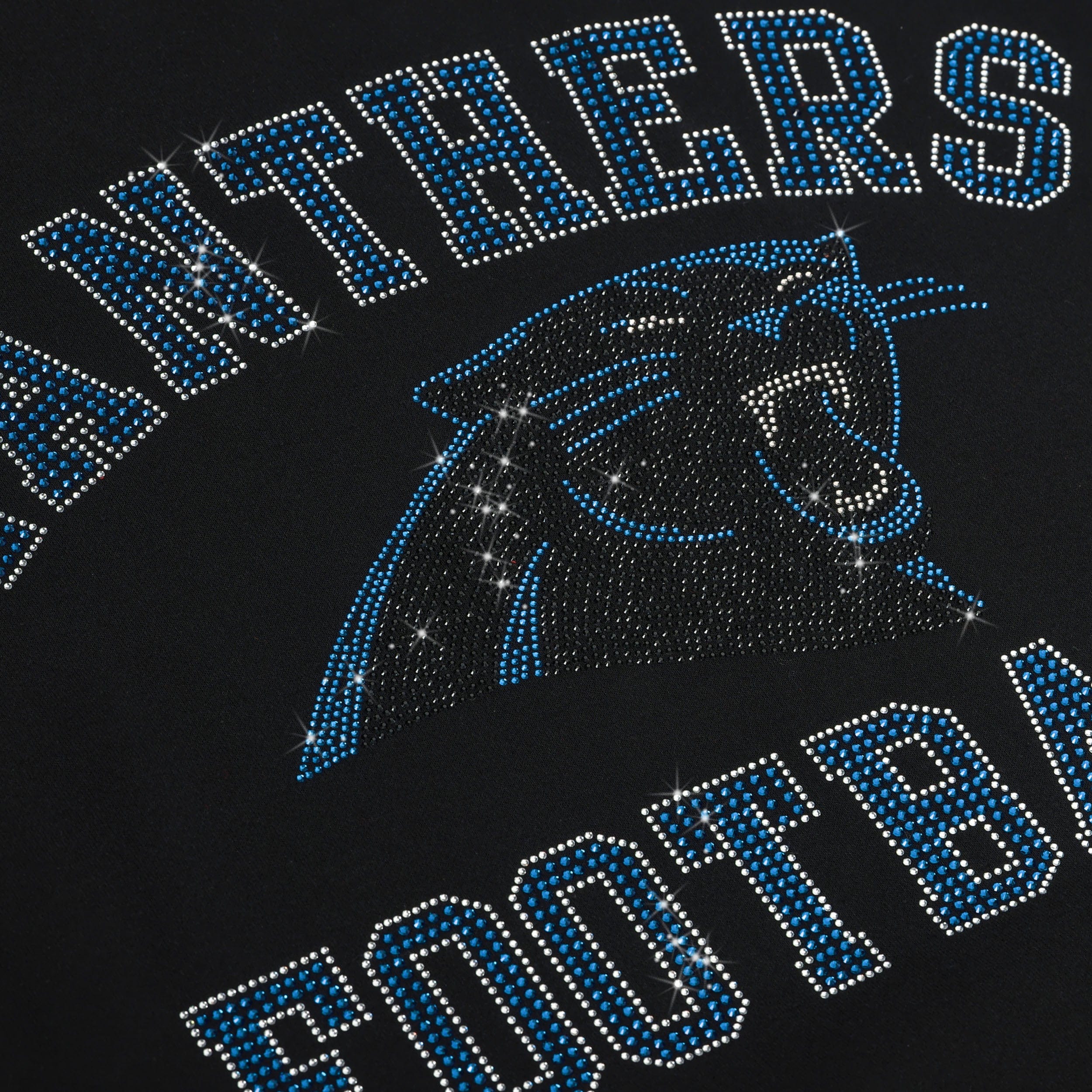 Carolina Panthers Womens Rhinestone Logo Oversized Crew Neck Sweatshirt - Image 2