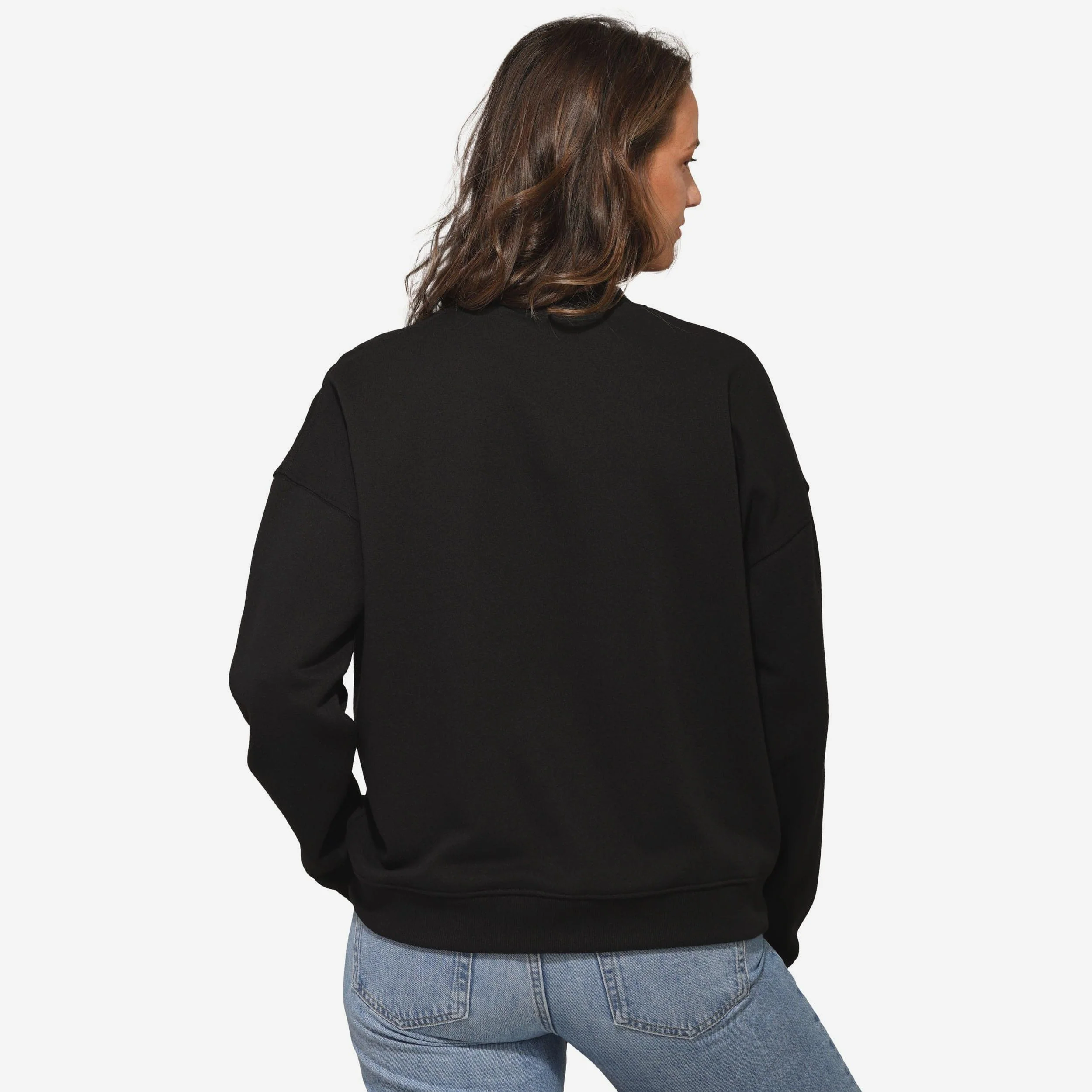 Carolina Panthers Womens Rhinestone Logo Oversized Crew Neck Sweatshirt - Image 3