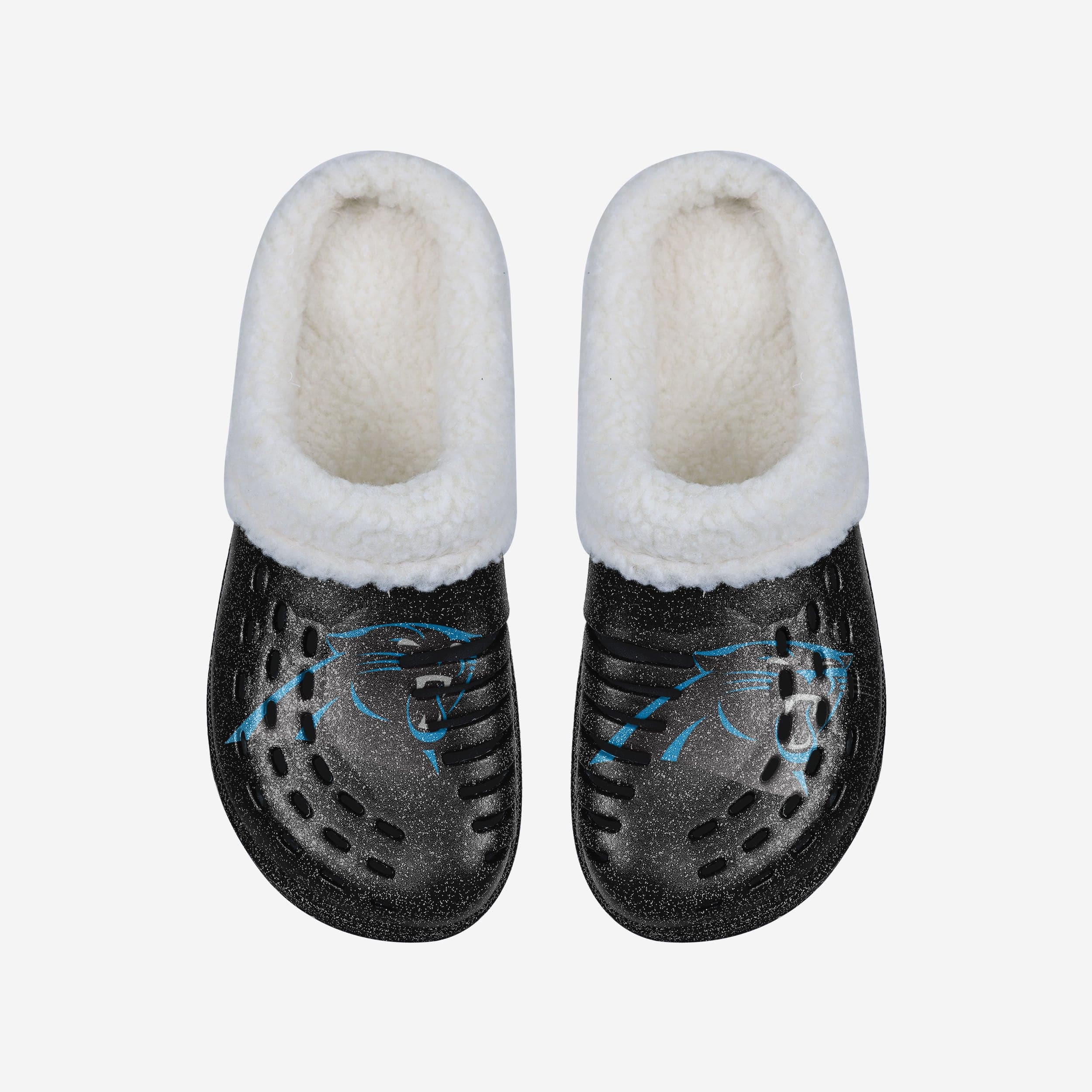 Carolina Panthers Womens Sherpa Lined Glitter Clog - Image 4