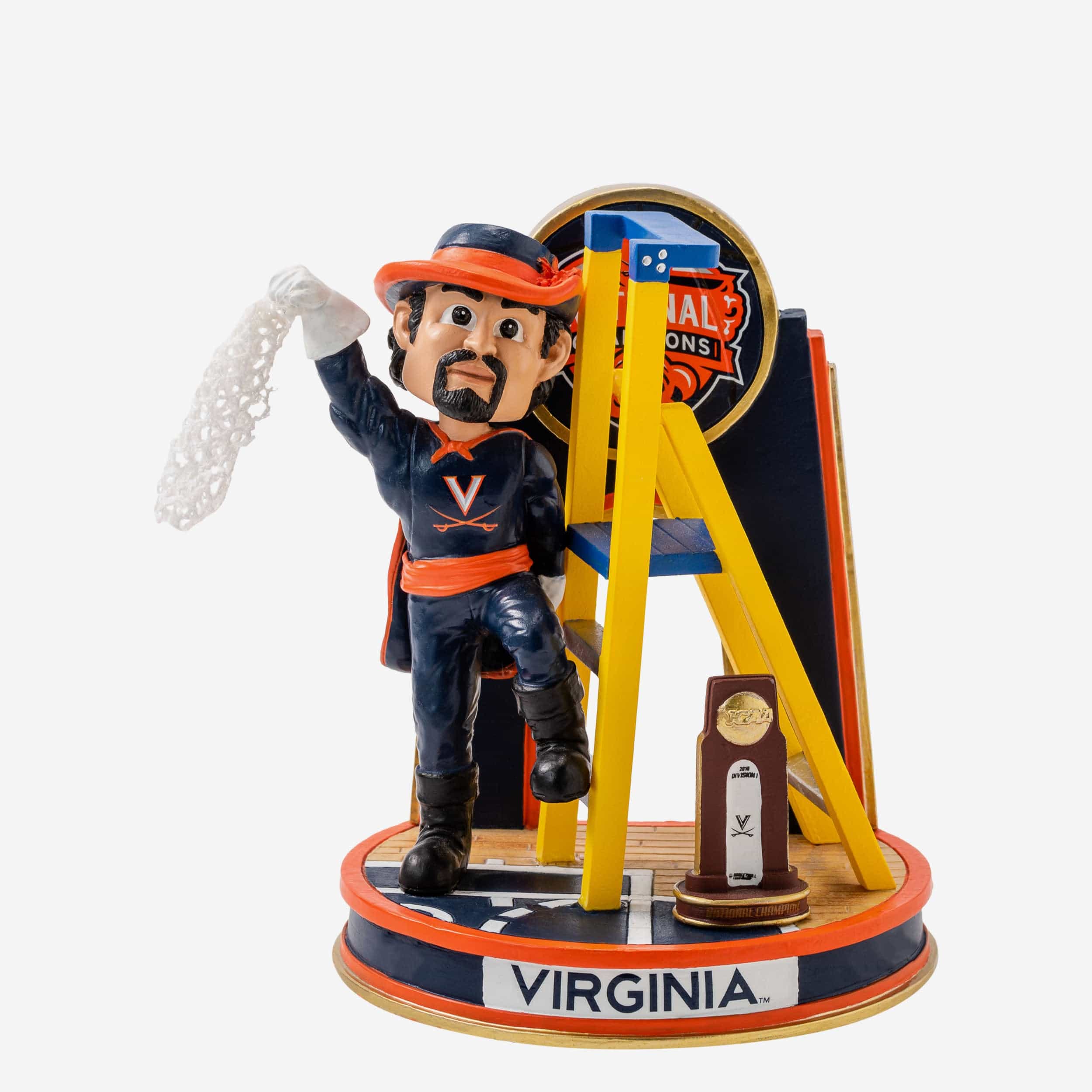 Cavman Virginia Cavaliers 2019 Mens Basketball National Champions Cutting The Net Mascot Mini Bobblehead Scene