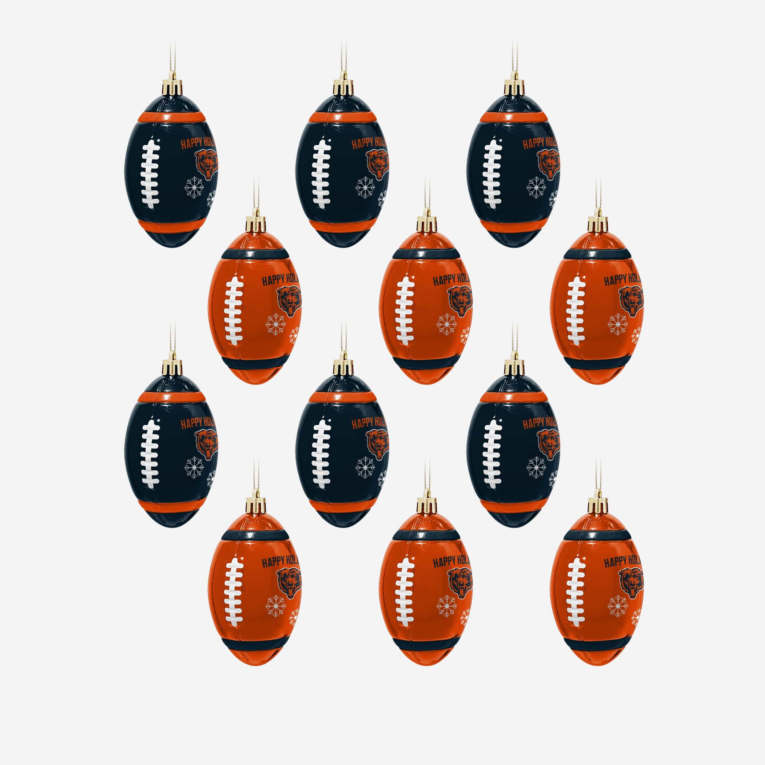 Chicago Bears 12 Pack Football Ornament Set