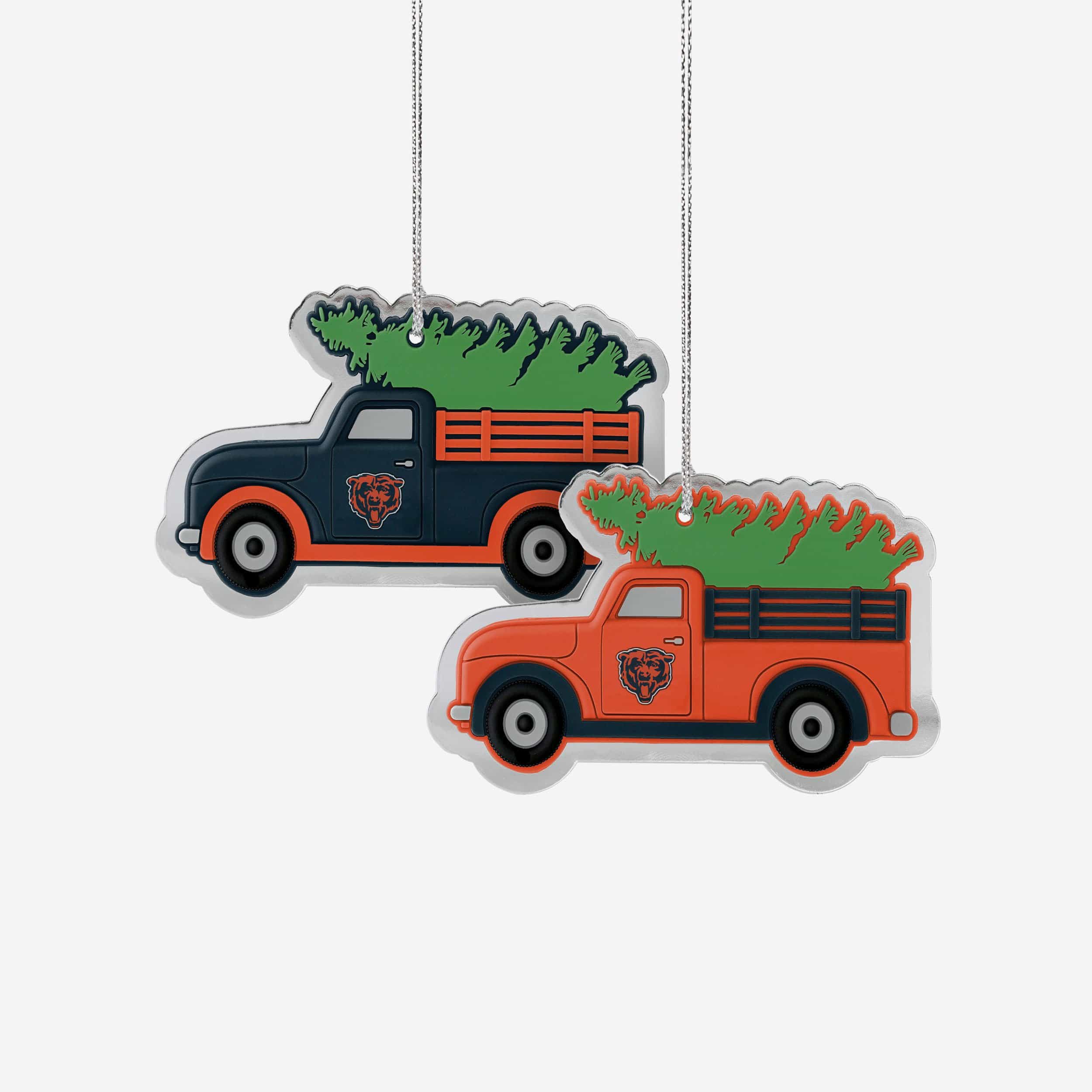 Chicago Bears 2 Pack Flat Metal Truck Ornaments