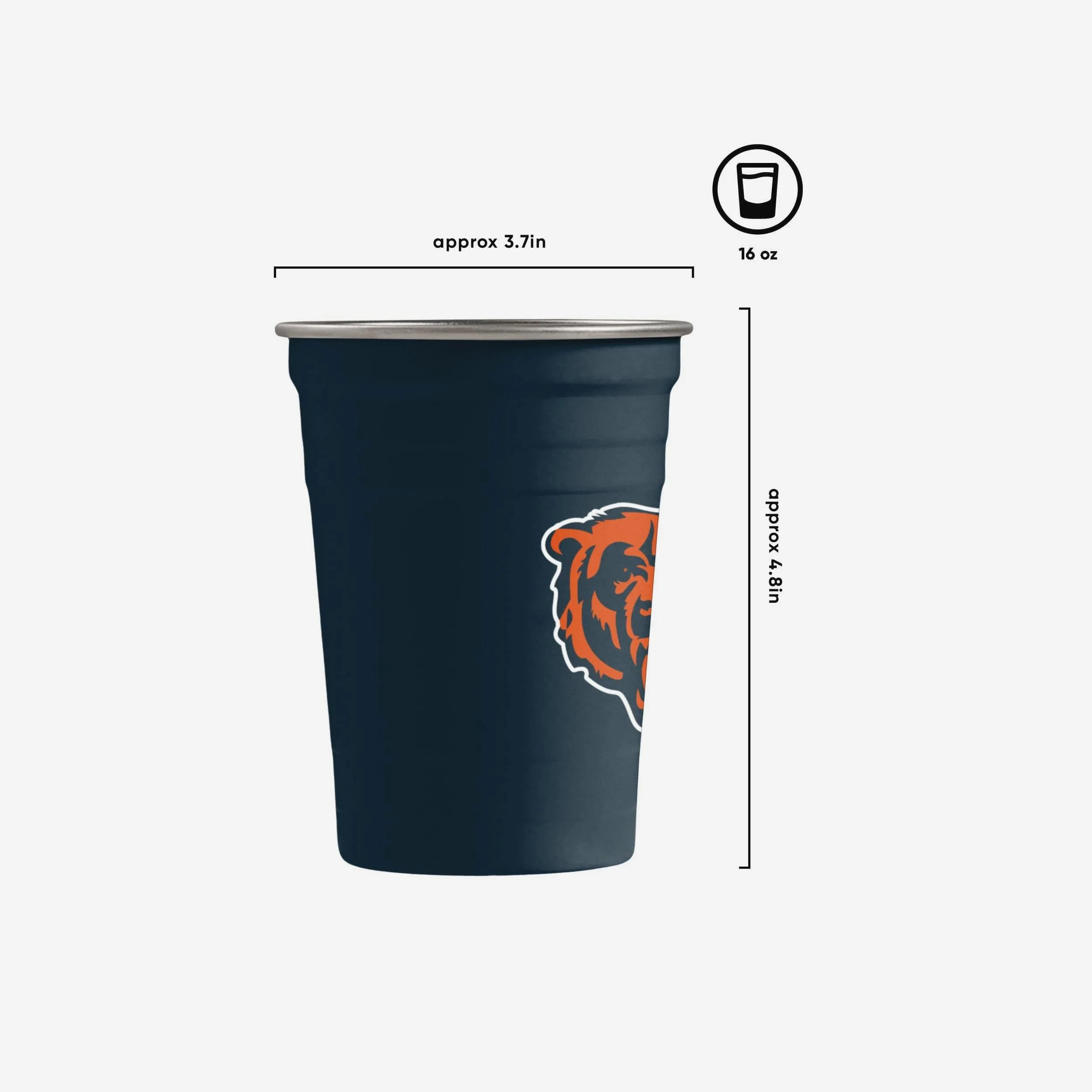 Chicago Bears 2 Pack Reusable Stainless Steel 16 oz Tumbler Cup - Image 2