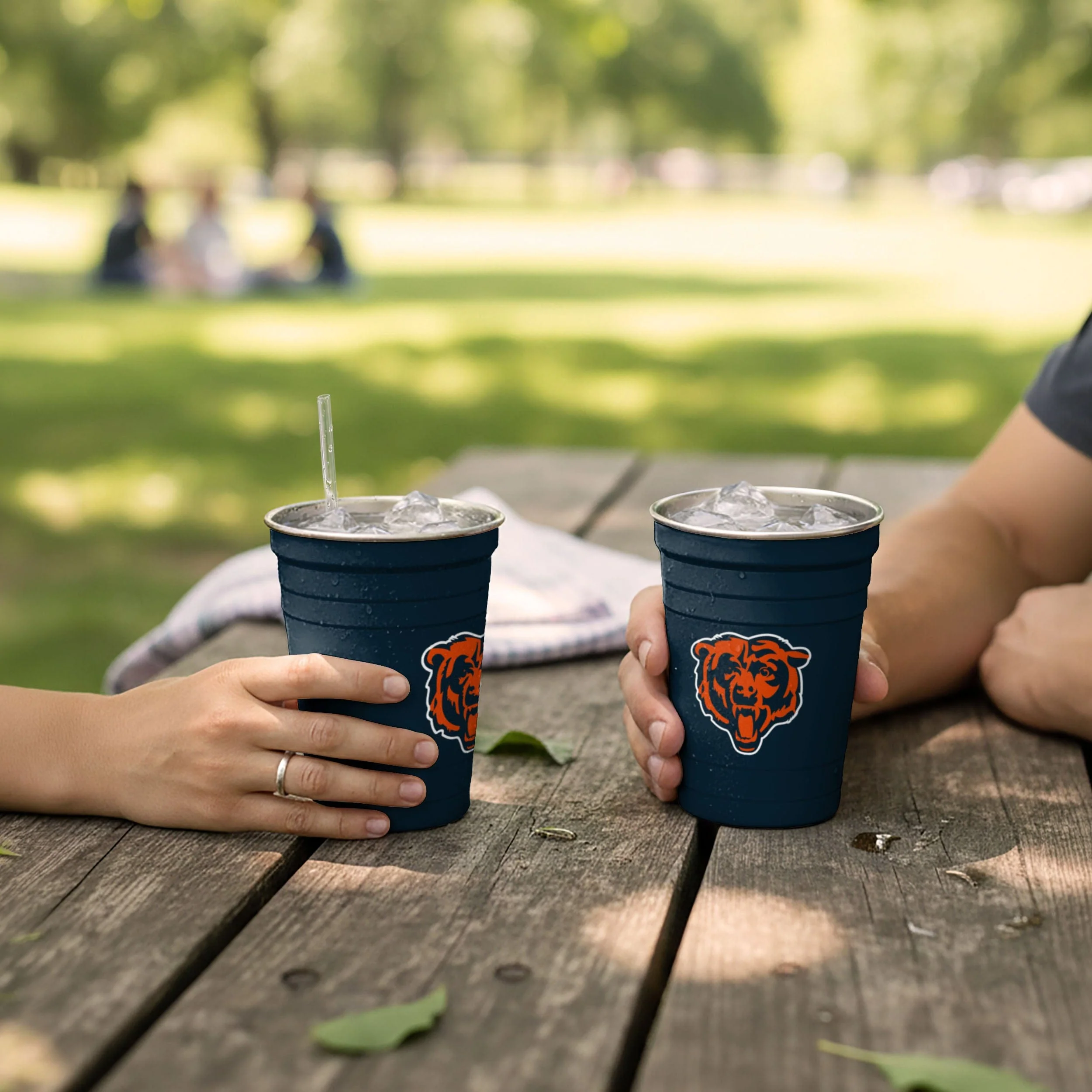 Chicago Bears 2 Pack Reusable Stainless Steel 16 oz Tumbler Cup - Image 3