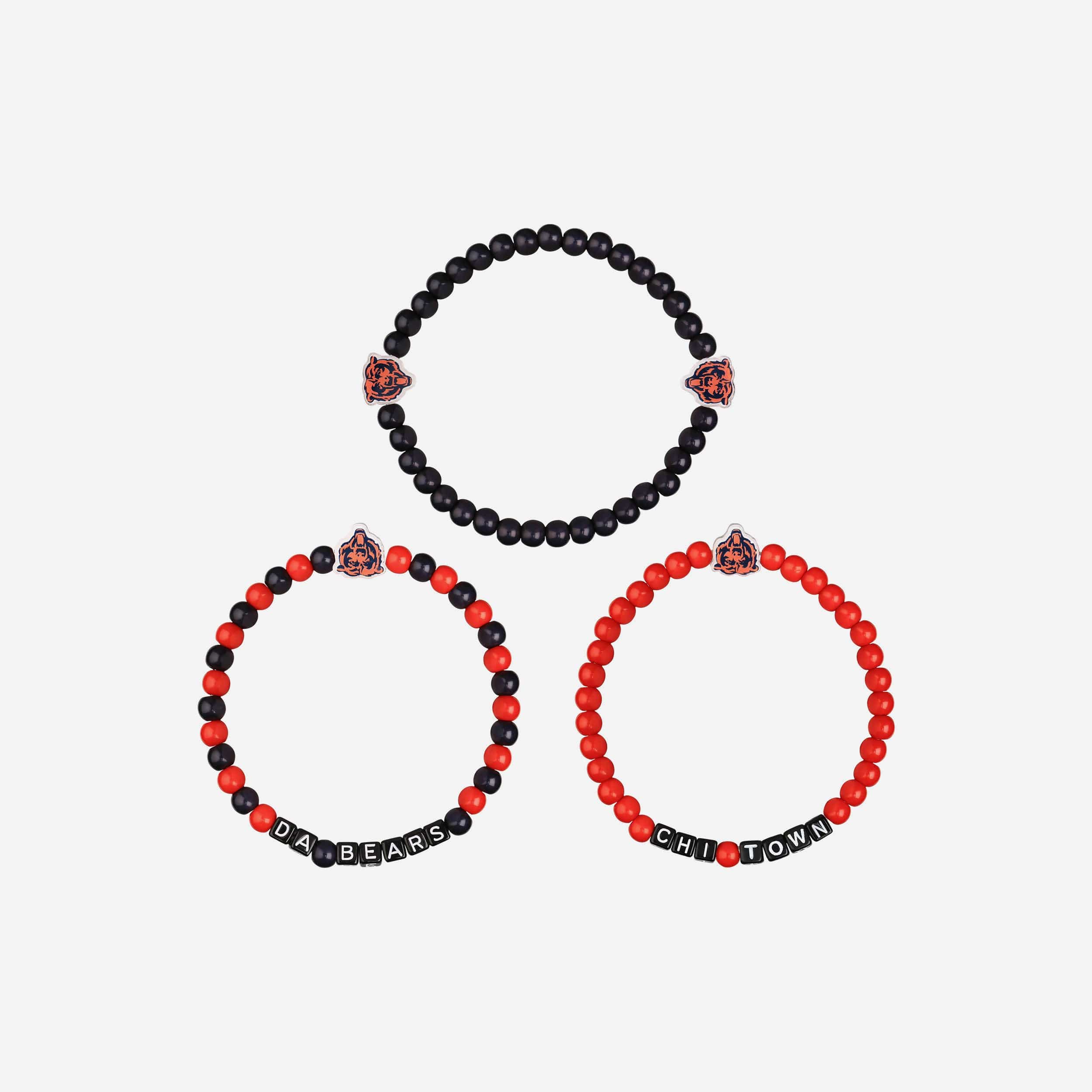 Chicago Bears 3 Pack Beaded Friendship Bracelet - Image 3