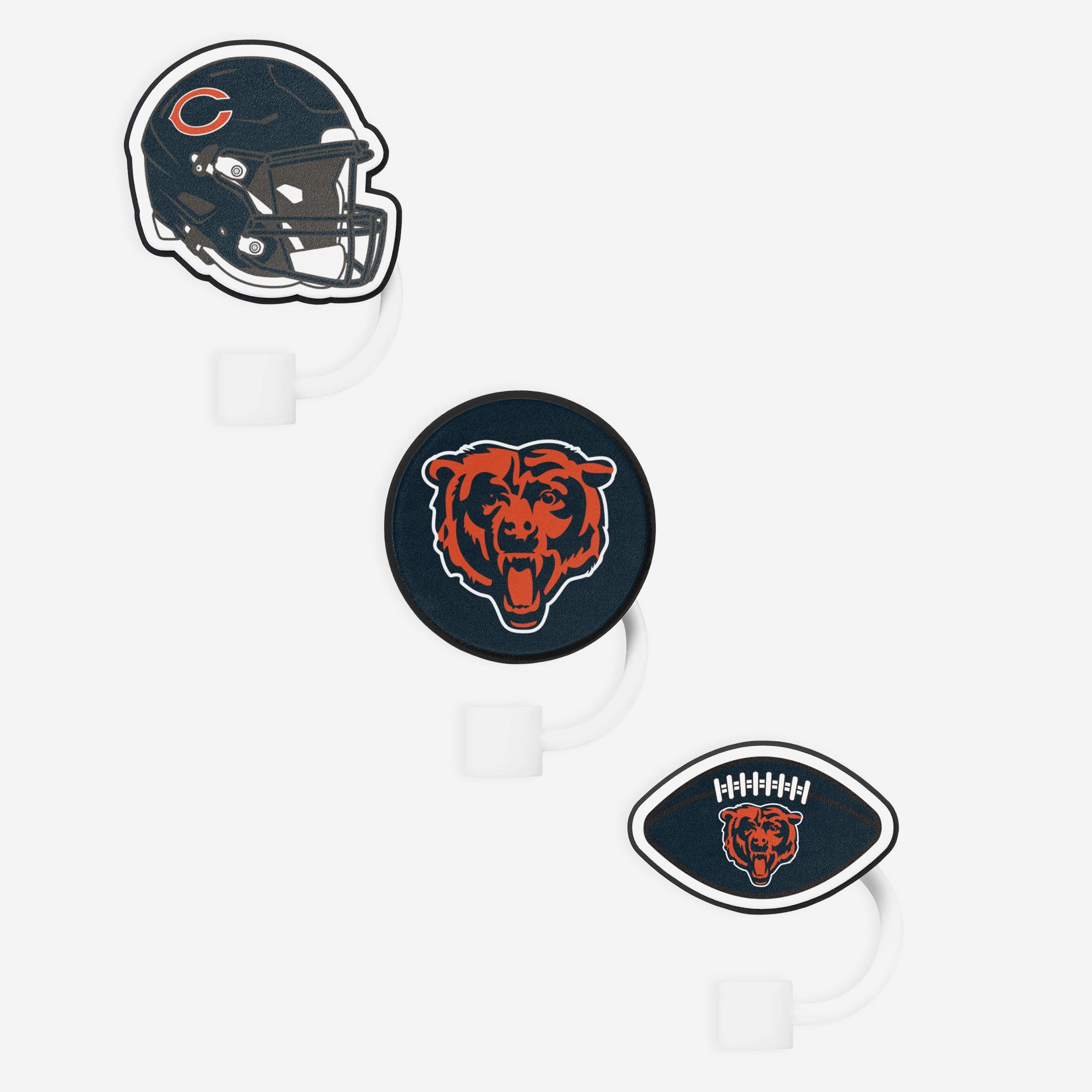 Chicago Bears 3 Pack Primary Logo Straw Toppers - Image 3