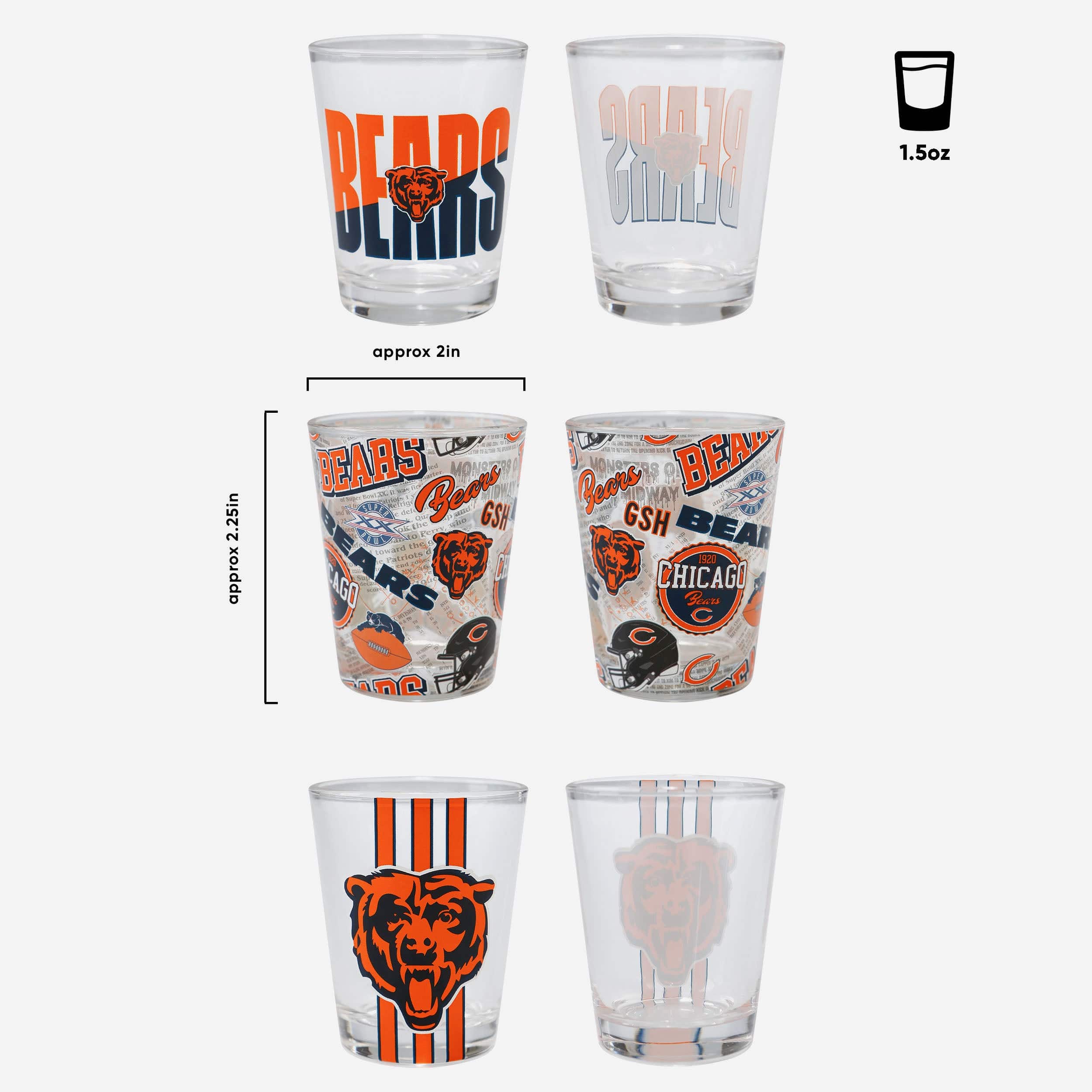 Chicago Bears 3 Pack Shot Glass - Image 3