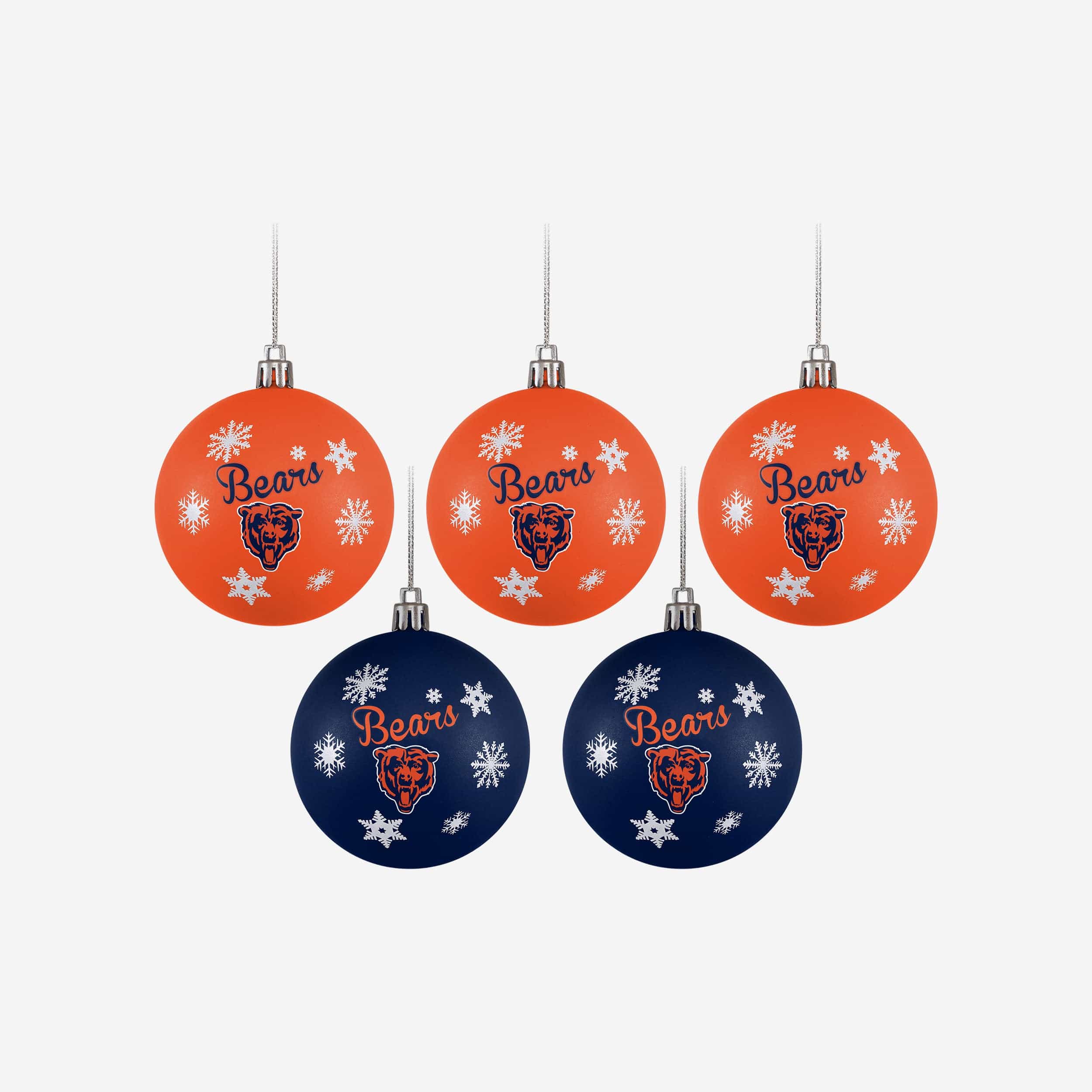 Chicago Bears 5 Pack Shatterproof Ball Ornament Set