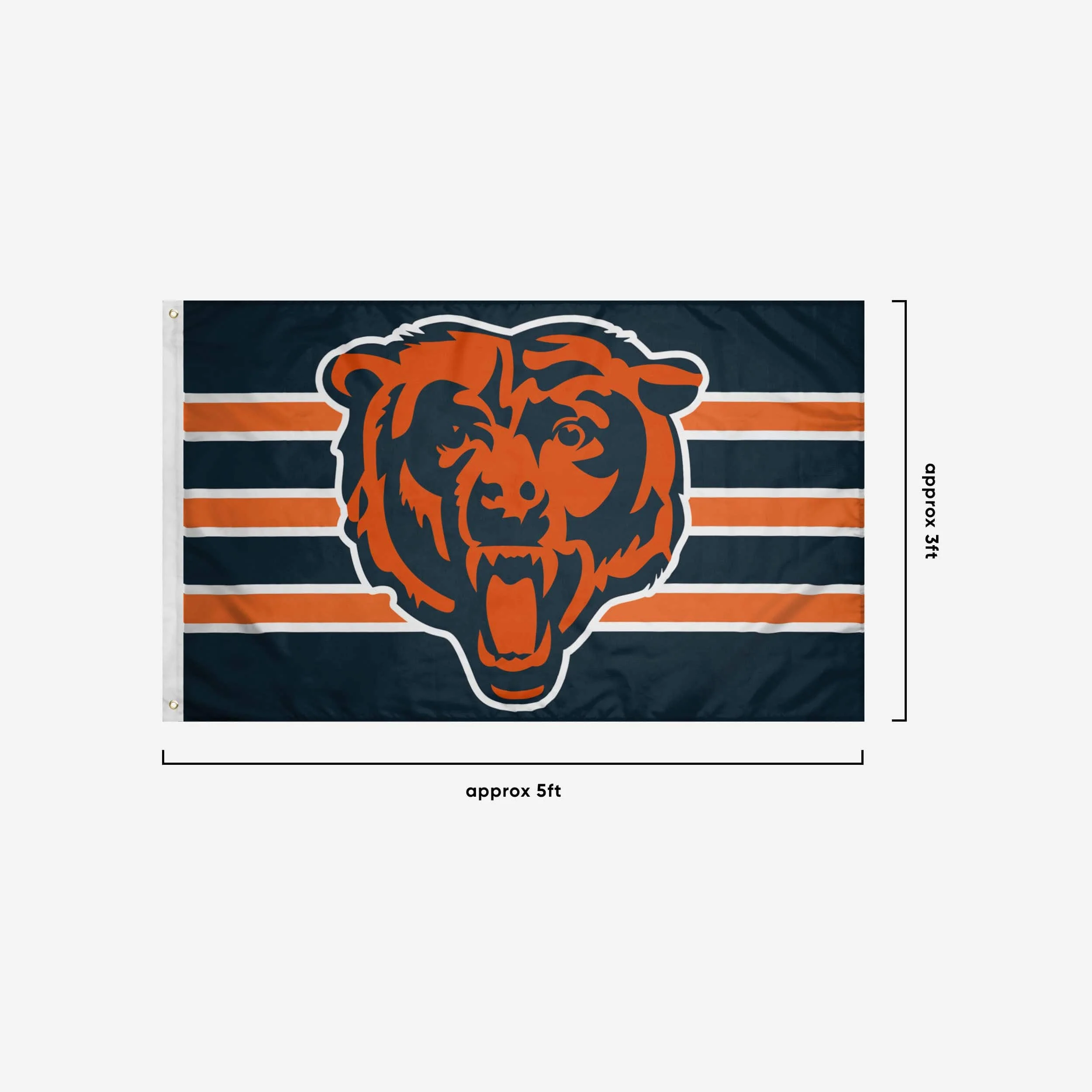 Chicago Bears Big Logo Team Stripe Horizontal Flag - Image 3