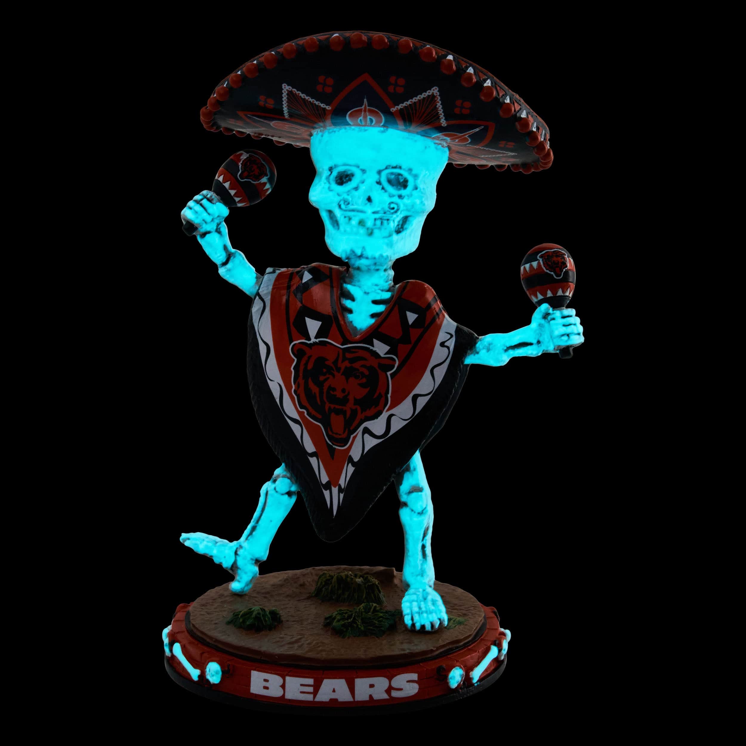 Chicago Bears Calavera Glow in the Dark Bobblehead - Image 2