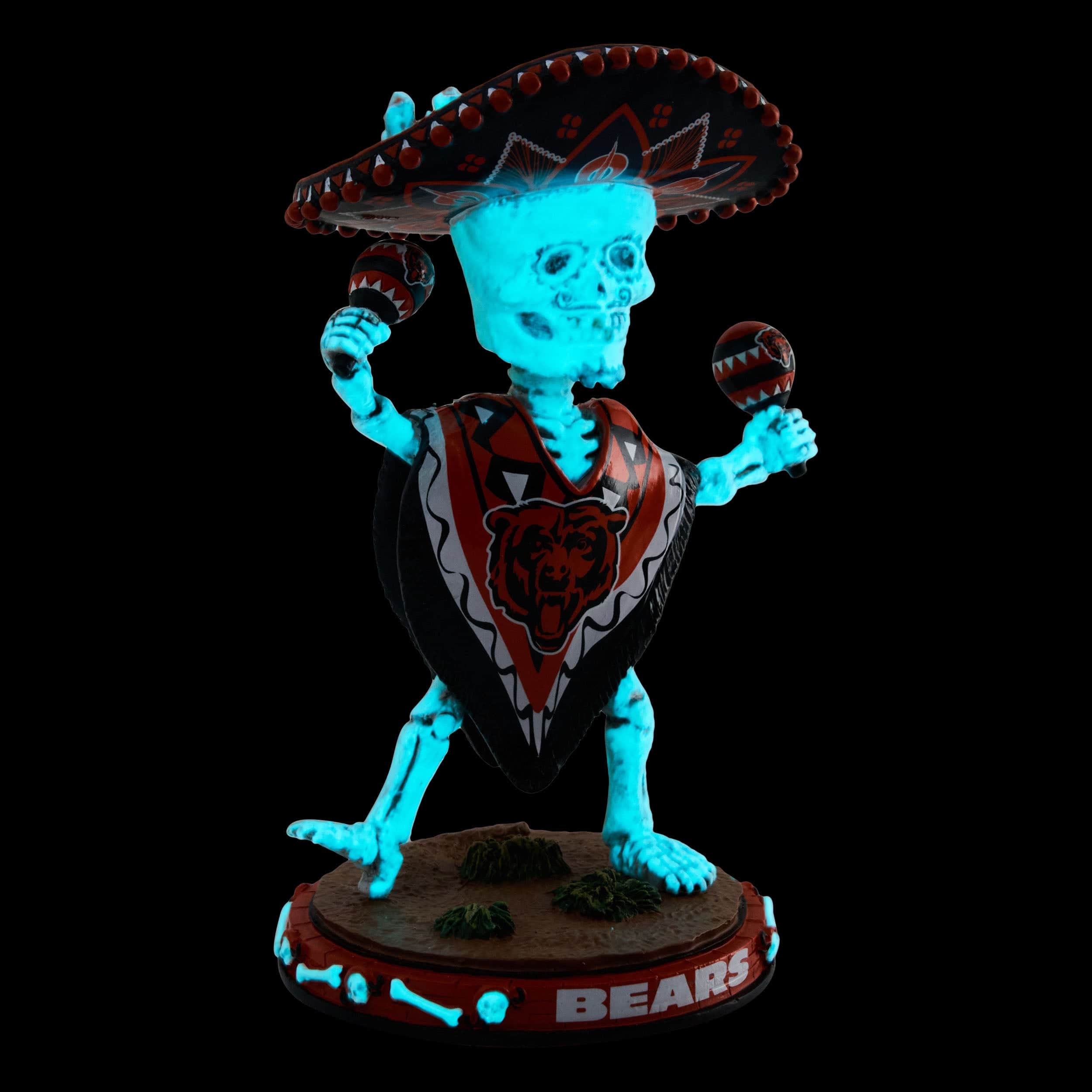 Chicago Bears Calavera Glow in the Dark Bobblehead - Image 6