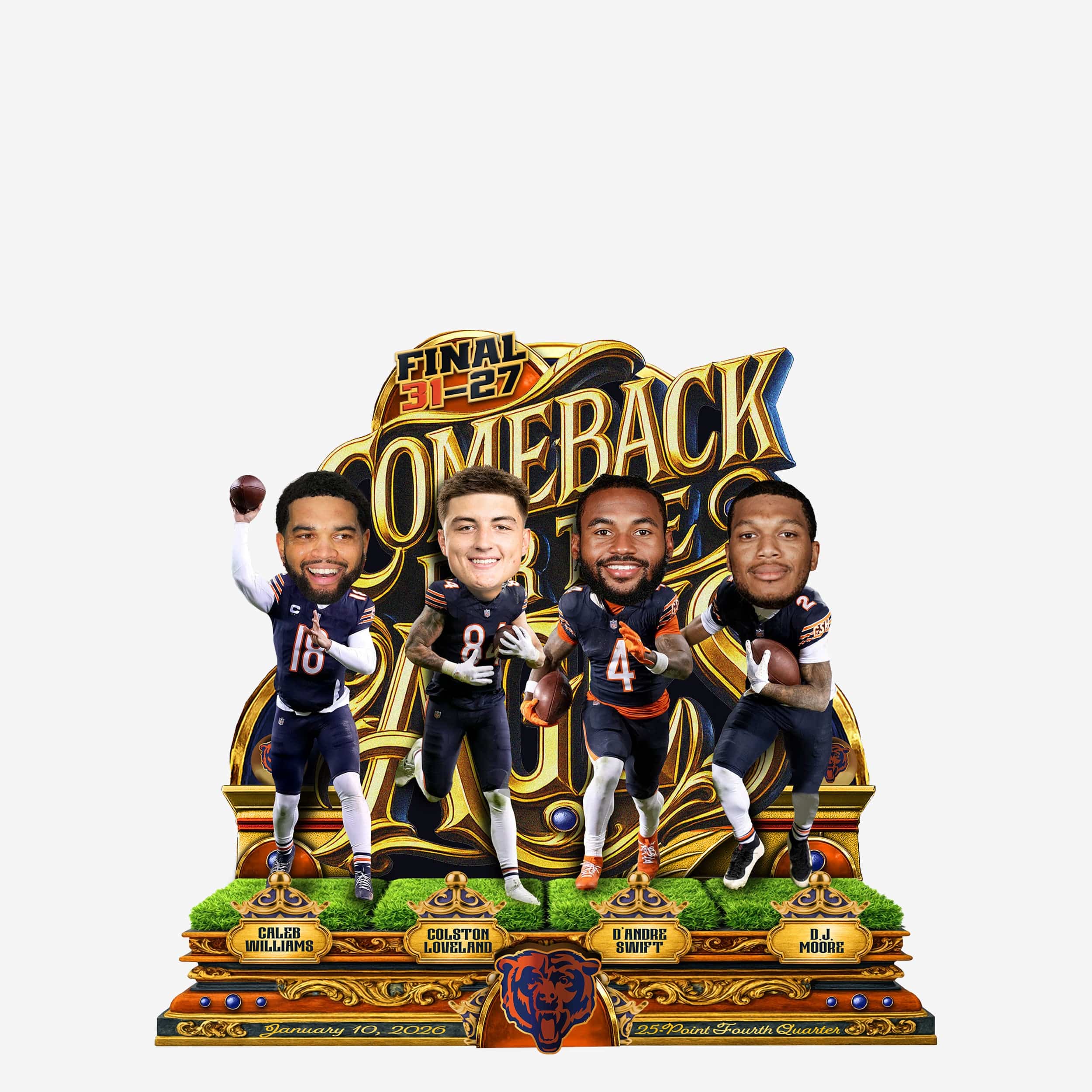 Chicago Bears Comeback of the Ages NFL Wild Card Mini Bobblehead Scene