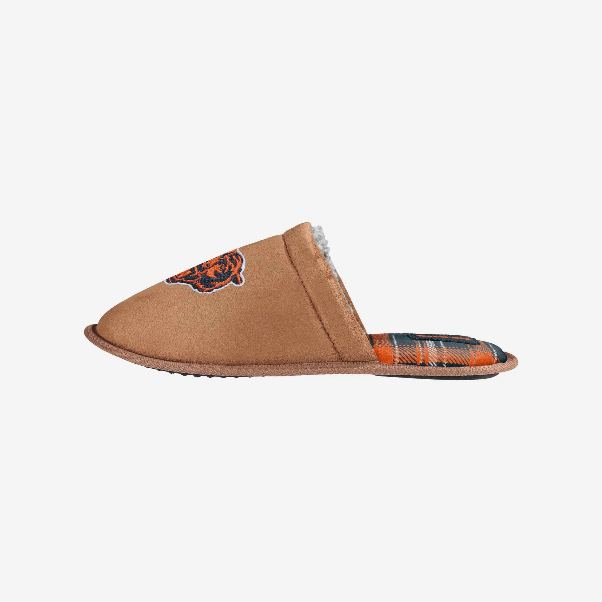 Chicago Bears Flannel Lined Brown Suede Scuff Slipper