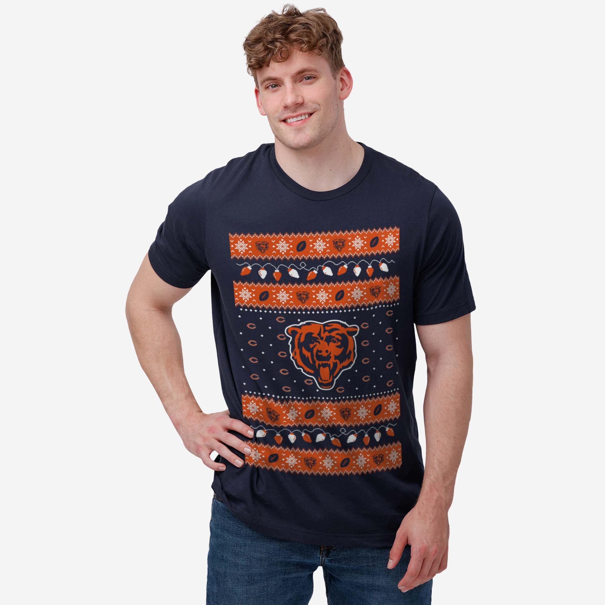 Chicago Bears Holiday Lights Sweater T-Shirt - Image 2