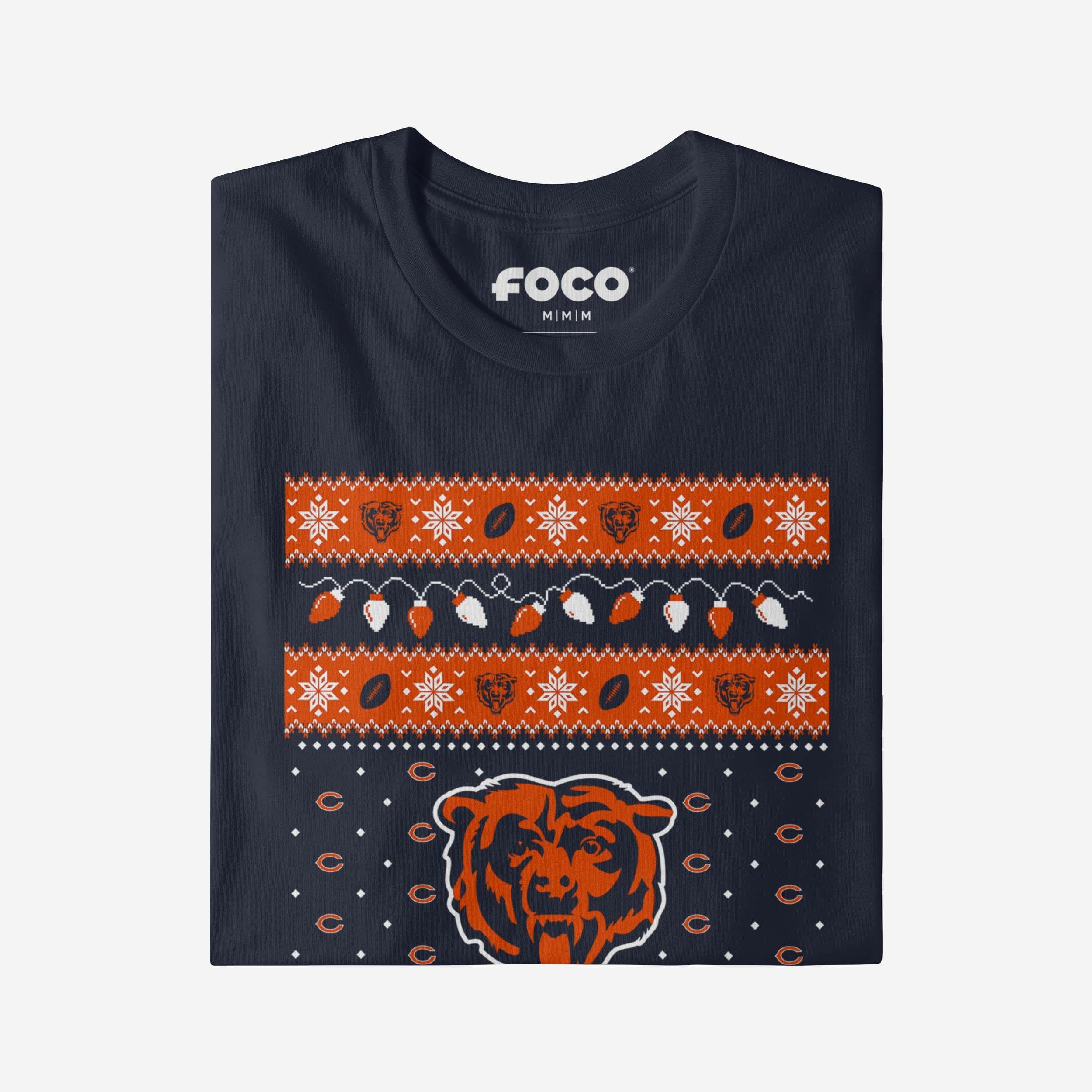 Chicago Bears Holiday Lights Sweater T-Shirt - Image 4