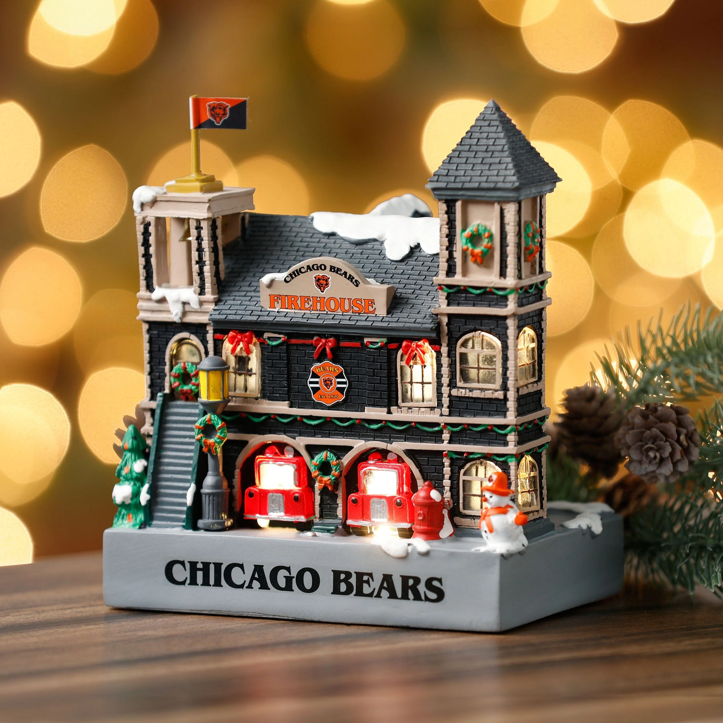 Chicago Bears Light Up Resin Team Firehouse - Image 2
