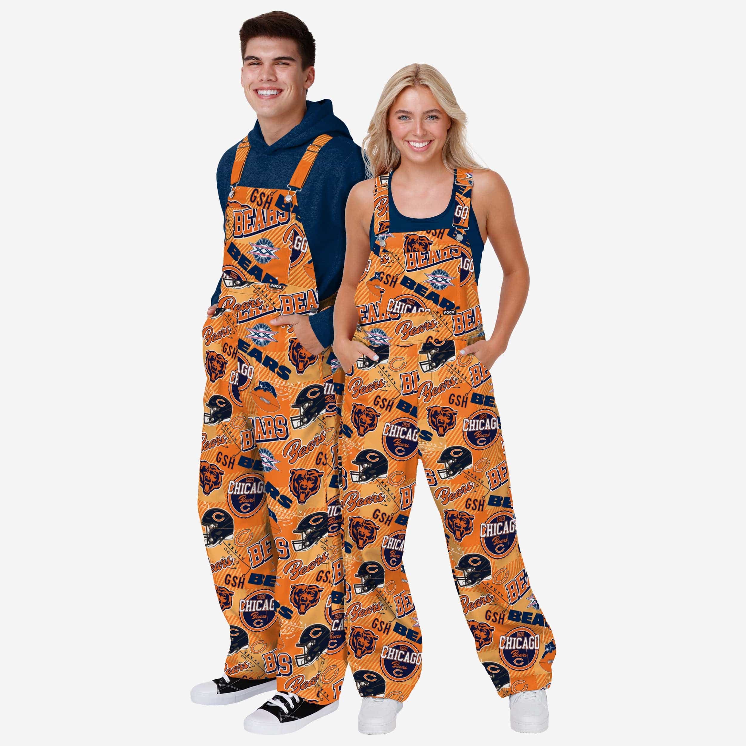Chicago Bears Mens Historic Print Bib Overalls - Image 3